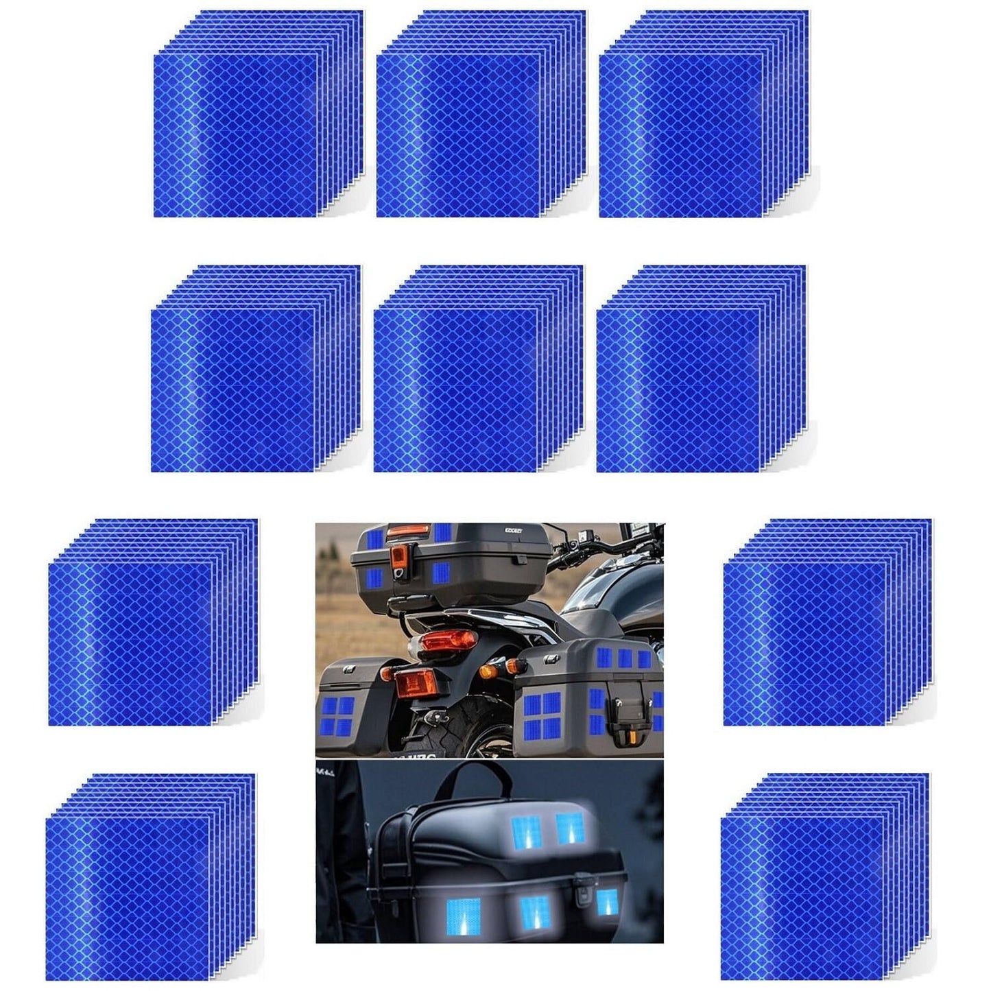 Non Fading Blue Reflective Stickers 2 inch X 2 inch, Outdoor Waterproof High Visibility Warning Safety Adhesive Reflector Tape (100 Pcs)