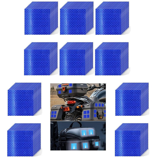 Non Fading Blue Reflective Stickers 2 inch X 2 inch, Outdoor Waterproof High Visibility Warning Safety Adhesive Reflector Tape (100 Pcs)
