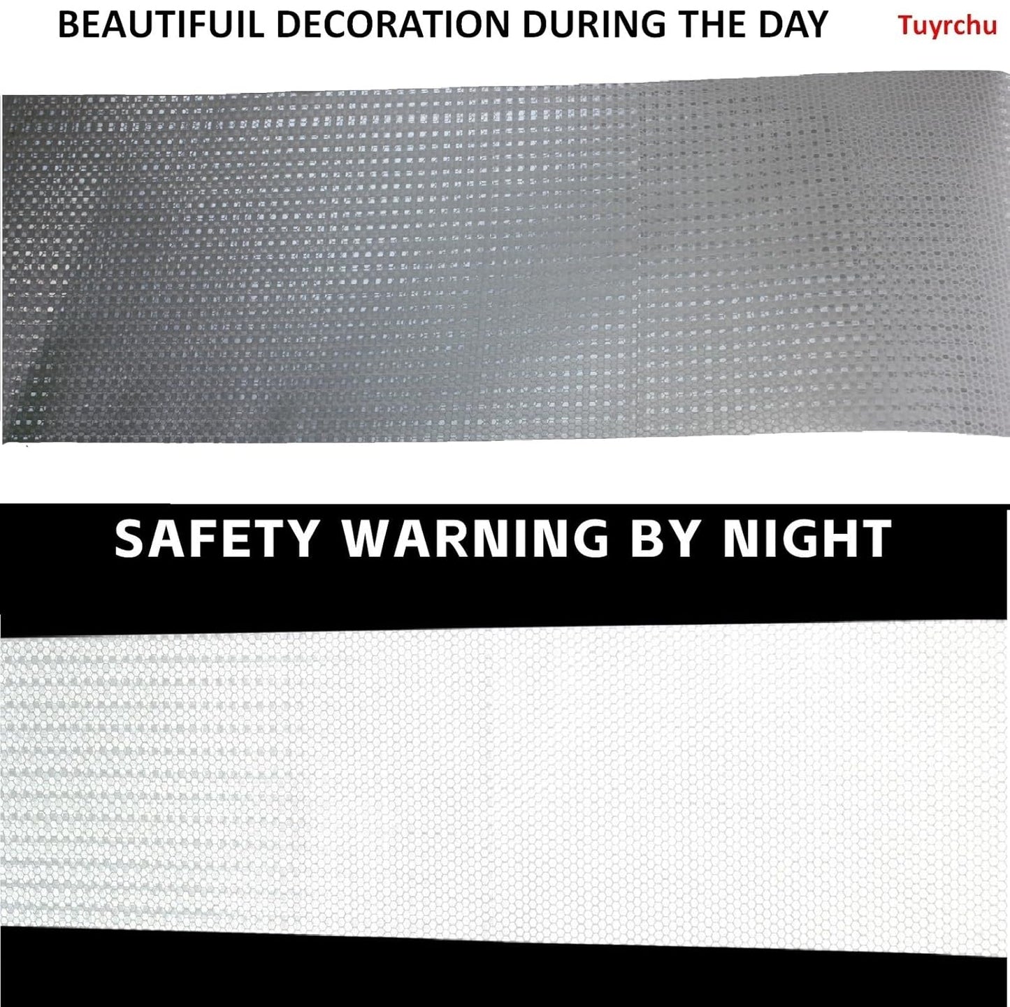 Reflective Tape White 10 inch, Outdoor Waterproof High Visibility Warning Industrial Marking Tape, Safety Stickers (11 feet)