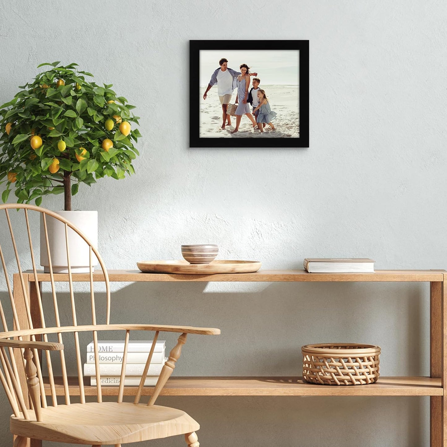 Americanflat 7x8 Picture Frame with Shatter-Resistant Glass - Signature Collection - Gallery-Style Frames Made of Engineered Wood - Photo Frame for Tabletop and Wall Display - Black