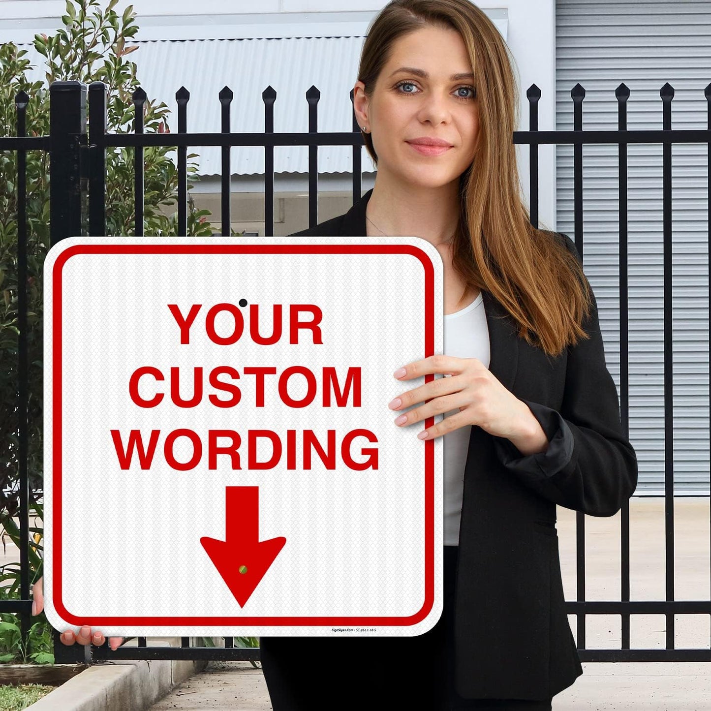 Custom Personalized, With Down Arrow Sign, 18x18 Inches, 3M EGP Reflective .063 Aluminum, Fade Resistant, Made in USA