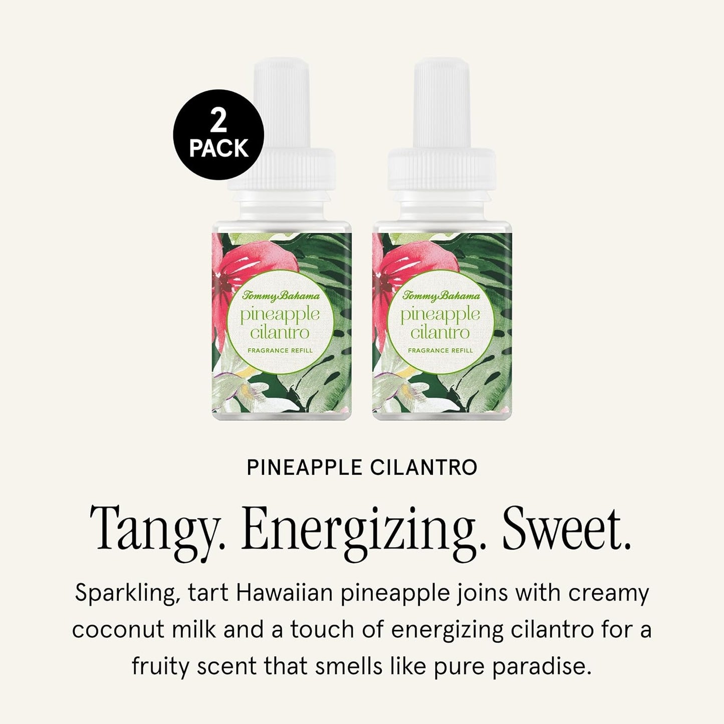 Pura & Tommy Bahama Home Scent Refill - Smart Home Air Diffuser - Up to 120-Hours of Luxury Fragrance per Refill - Home Essential - Clean & Safe Diffuser Fragrance - 2 Pack, Pineapple Cilantro