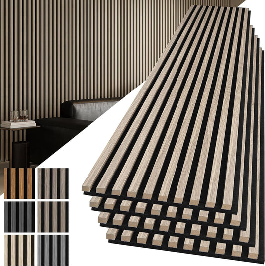 Art3d 4-Pack 108" x 12" Acoustic Wood Panels for Wall, Soundproof Wood Slat Panel for Wall and Ceiling, 3D Fluted Sound Absorbing Paneling for Interior Wall Decor, Living Room, Bedroom - Oak