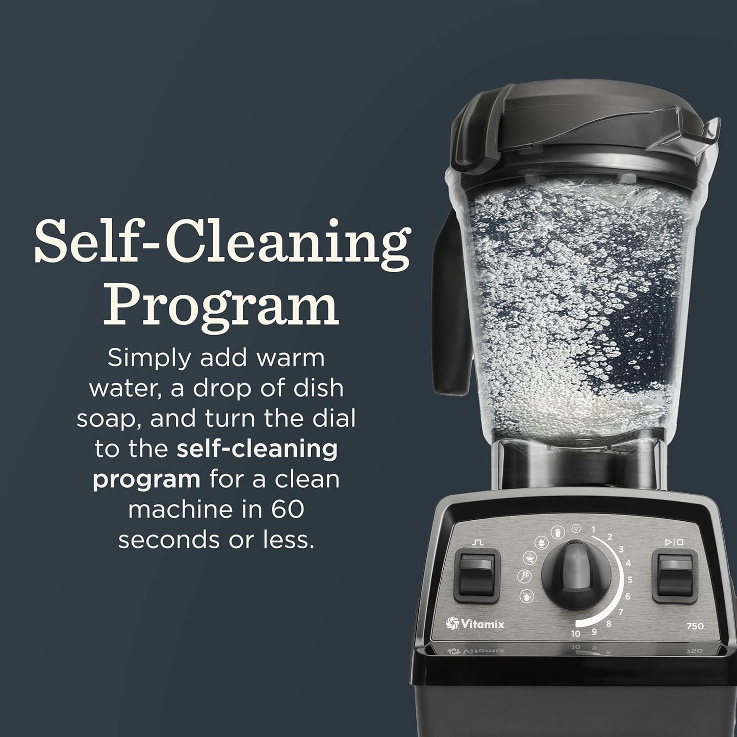 Vitamix Propel Series 750 Blender with Four Blending Programs, Self-Cleaning Program, Professional-Grade Blender for Smoothies, Soups and More, Stainless-Steel Blades, 64 Oz Container, Black