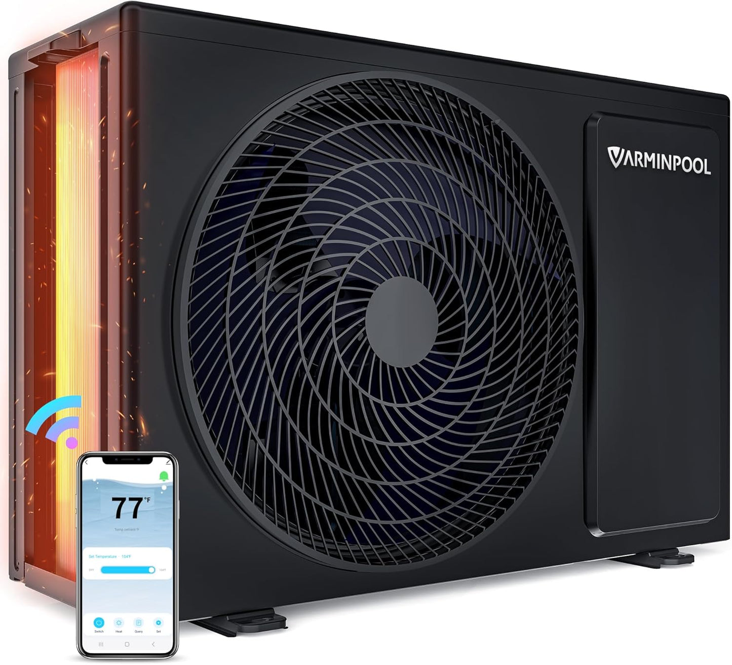 Electric Pool Heat Pump for 7000 Gallons in and Above Ground Swimming Pool, 27000 BTU Pool Heater, WiFi Remote Control & Schedule, Titanium Heat Exchanger, 120V, Energy Efficient