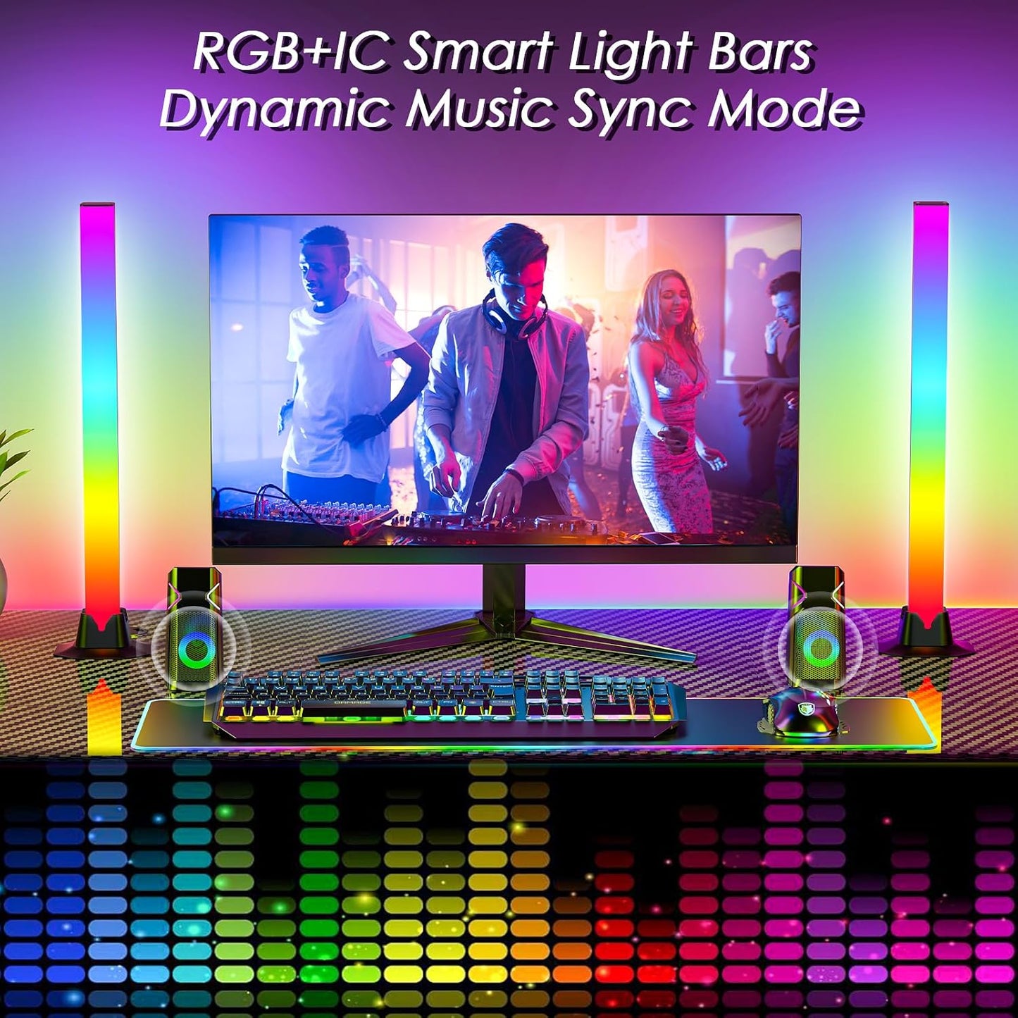 16.5" Smart Light Bar, LED Light Bar for Room, 16 Million Colors Changing, 213 Preset & 8 Scene Modes, Dynamic Music Sync, 3 Control Modes, RGB & IC Ambient Backlight for TV, Gaming Room