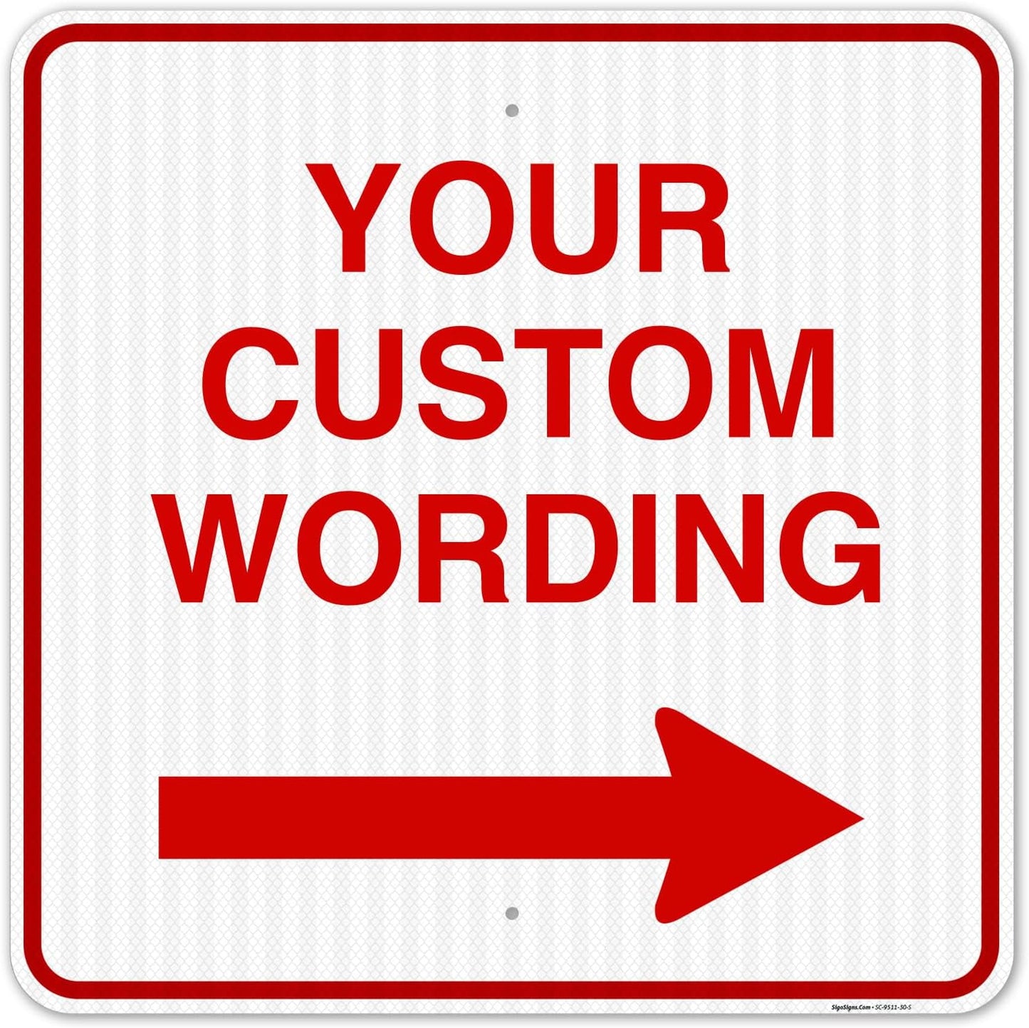 Custom Square Left or Right Arrow Sign, Personalize for Office, Business, Workplace, Office, Home, Airbnb, Delivery Signs, 30x30 Reflective.080 Aluminum, Fade Resistant Made in USA