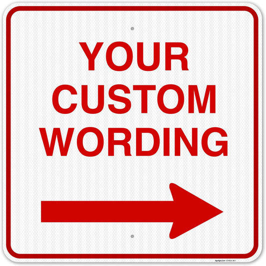 Custom Square Left or Right Arrow Sign, Personalize for Office, Business, Workplace, Office, Home, Airbnb, Delivery Signs, 30x30 Reflective.080 Aluminum, Fade Resistant Made in USA
