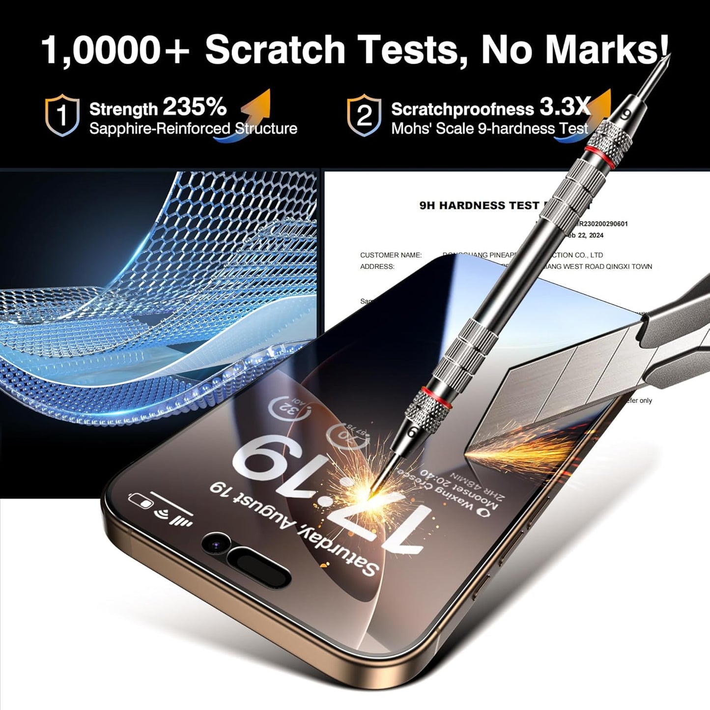 EZ-GLAZ- 4 Pack for iPhone 16 Pro Privacy Screen Protector [6.3"] With 2 Pack Camera Lens Protector, 9H+ Hardness 12FT Military Grade Shatterproof Scratch Resistant Durable Tempered Glass Film with Flawless Fit Kit