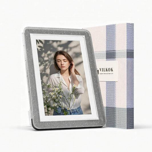 5x7 Picture Frame, Clear Acrylic Photo Frame with White Mat for 4x6 Photos, One-Piece Shatterproof Tool-Free Design, UV-Resistant Waterproof Tabletop Frame for Home Office Decor with 10-Year Warranty