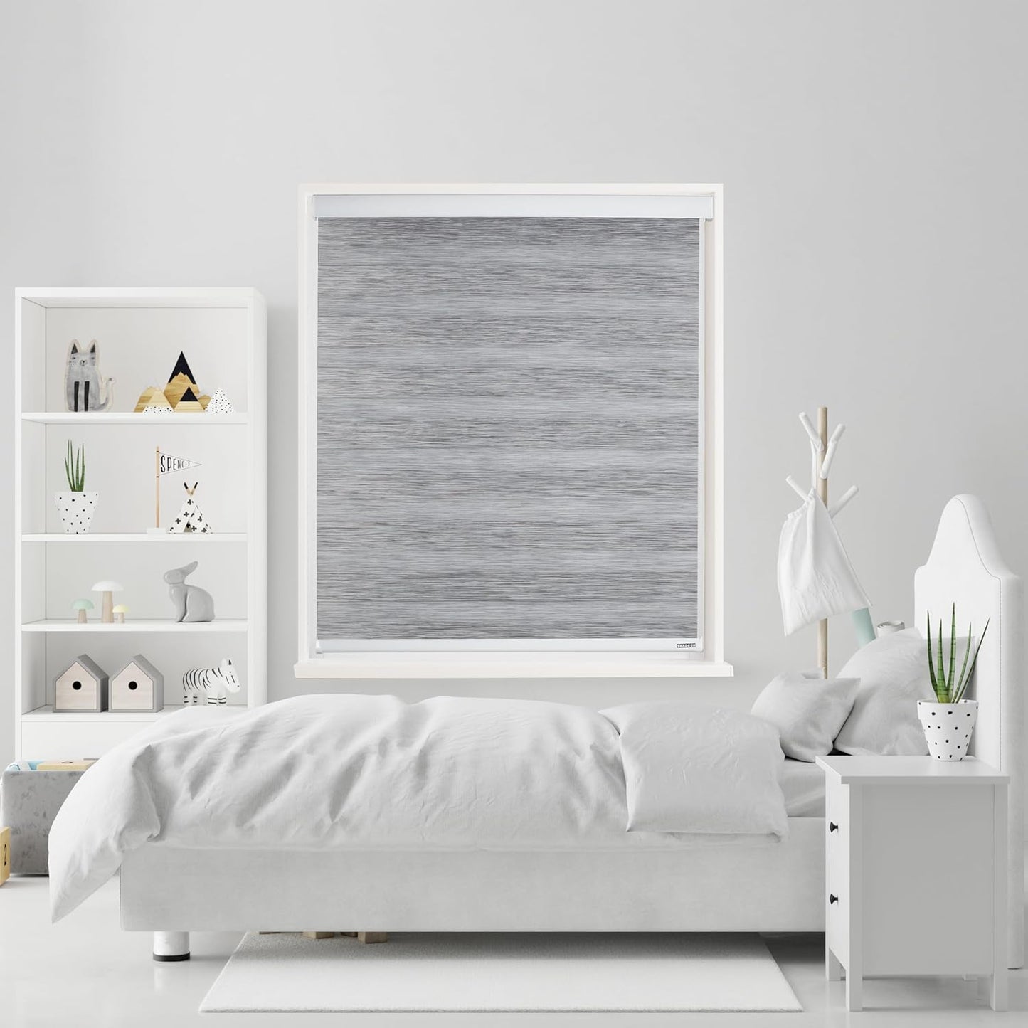 Shadesu Cordless Zebra Blinds for Windows, 67" W x 72" H, Grey, Dual Layer Free-Stop Zebra Shades, Light Control for Day and Night, Sheer Blinds for Indoor Windows, Bedroom, Kitchen