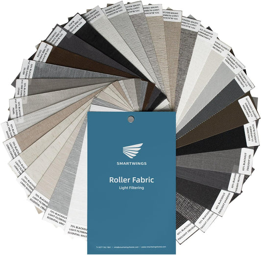 SmartWings Motorized Light Filtering Shades Fabric Sample (30 Colors), 50%/60%/70% Blackout, Custom Size, Rechargeable Battery, Works with Matter/Apple HomeKit, Alexa, Thread/Zigbee, Remote Optional