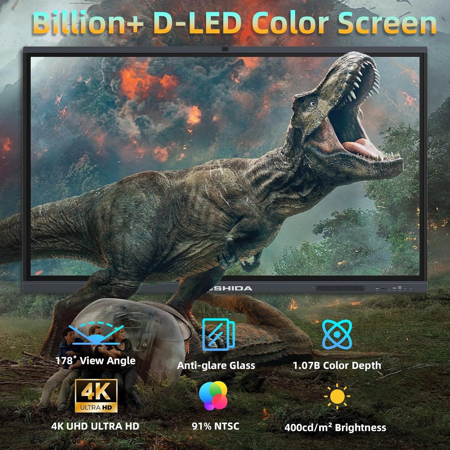 75" Smart Board Google EDLA-Certified 4K Interactive Whiteboard SmartBoard for Classroom & Office, Android 14 Touchscreen with 48MP AI Camera Win11 Pro 8G RAM+256G ROM, 40-Points, Wall Mount