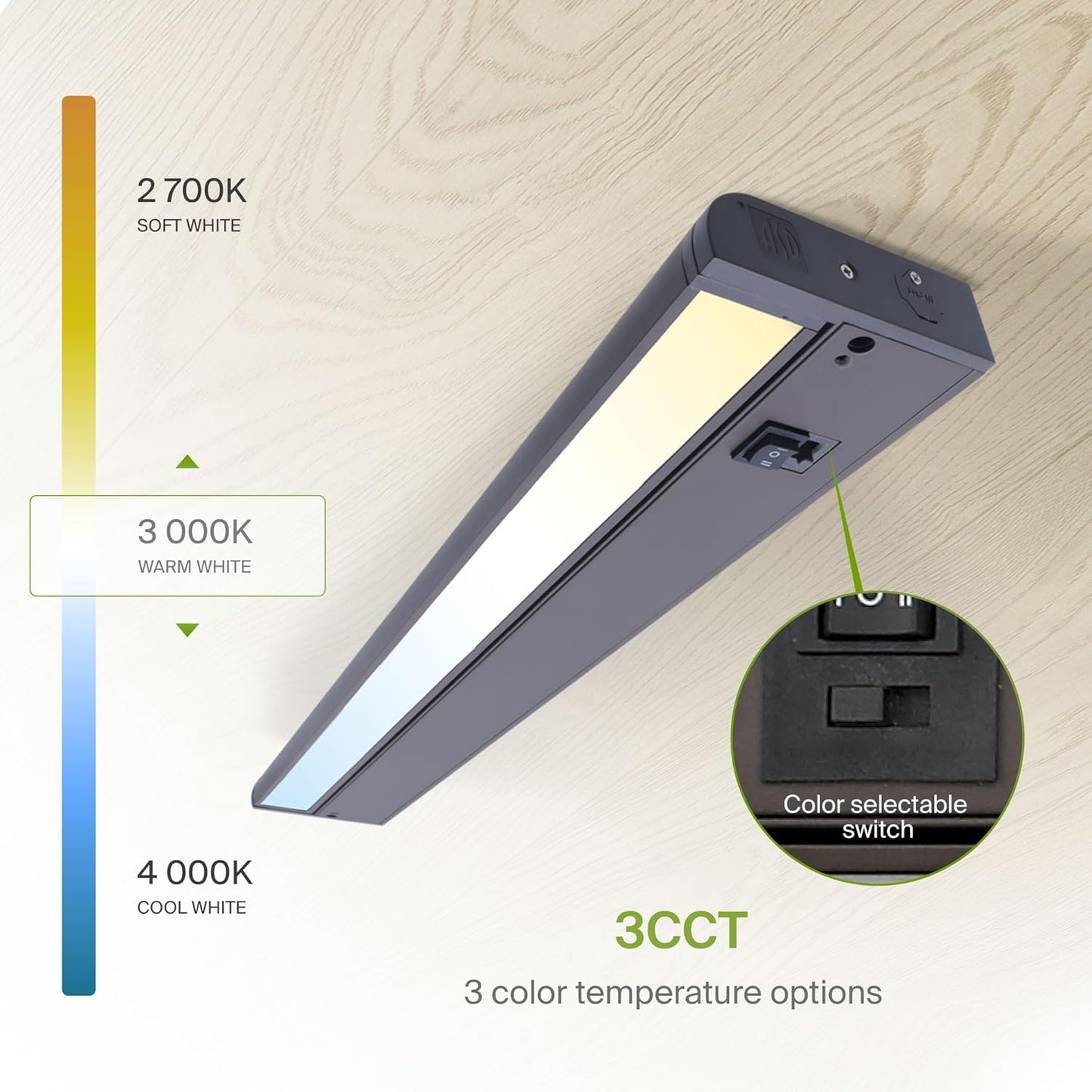 ASD Swivel LED Under Cabinet Lighting Bronze, 24 Inch 12W, Hardwired or Plug-in, 2700K/3000K/4000K, Hi/Low Switch, Rotatable Lens, Dimmable Linkable Under Counter Light for Kitchen, ETL & Energy Star