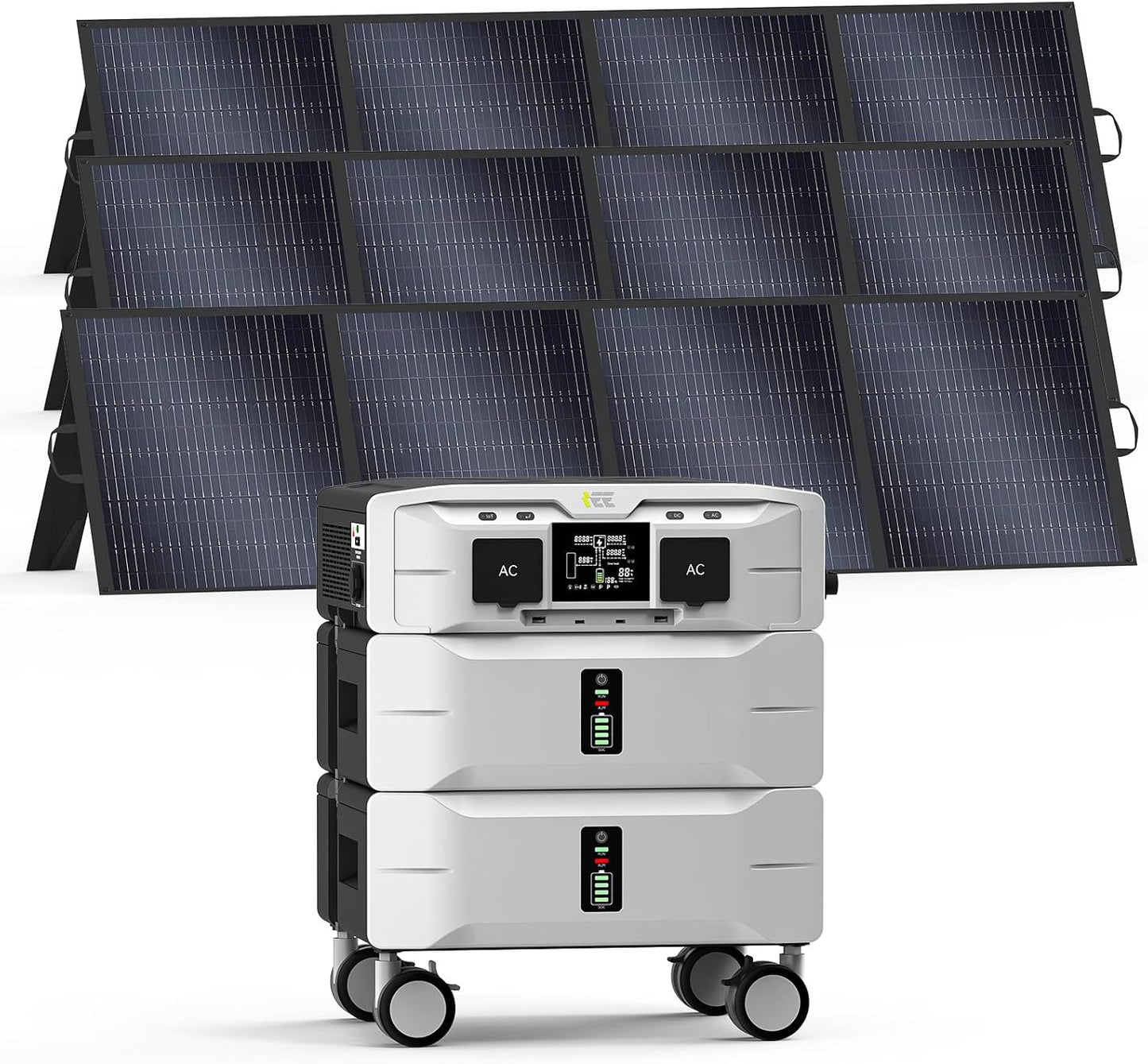 IEE SP5000 Power Station 5120Wh with 3x200W Portable Panel, 120/240V 5000W AC Output(9000W Peak), Portable Generator for Home Backup Outdoors Camping RV Emergency