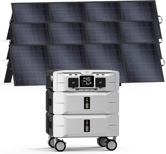 IEE 5120Wh Portable Power Station SP5000 with 3x200W Solar Panel, 120/240V 5000W(Peak 9000W) AC Output Solar Generator, Expandable Capacity, LFP Battery Generator for Home Use, Power Outages, RVs