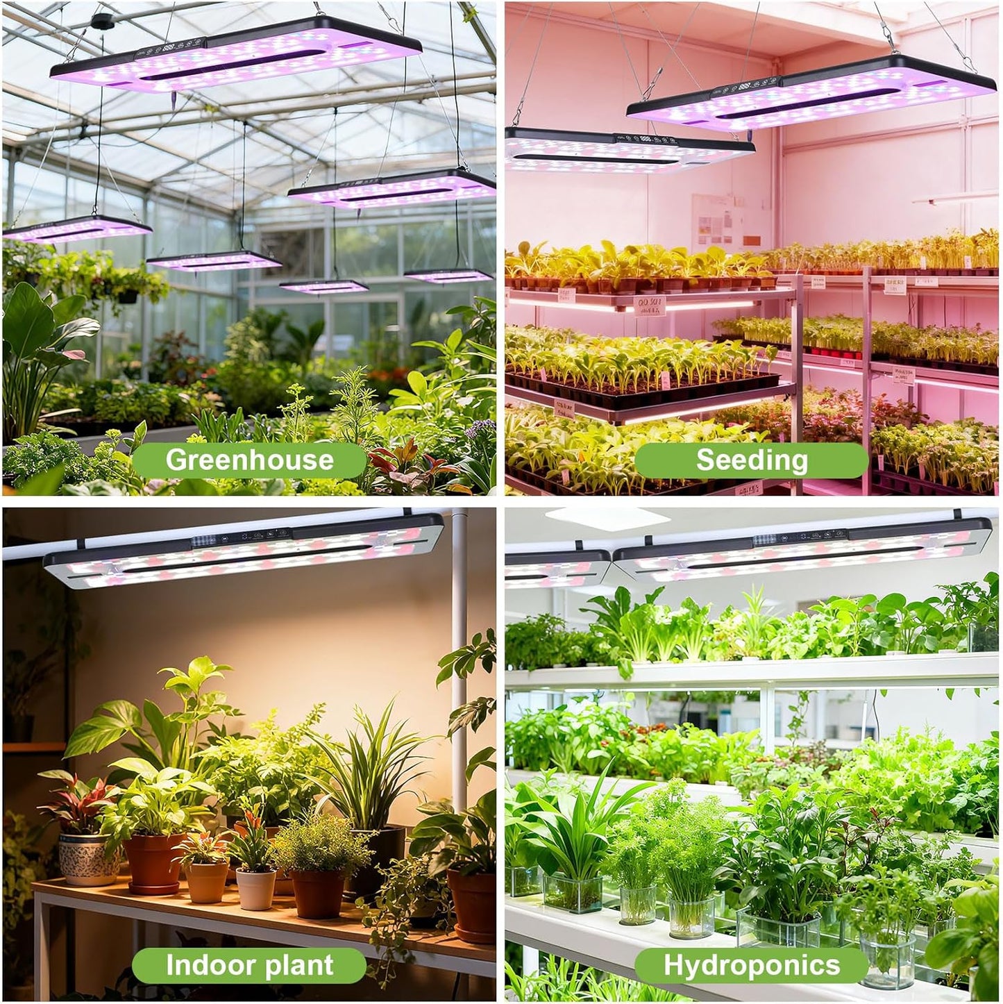 22" x 10" Grow Lights for Indoor Plants and Vegetables, Full Spectrum LED Growing Lamp for Indoor Garden Greenhouse - Features Two Smart Light Mode, 12~23H Timer - 1 Pack (1 Pack Black)