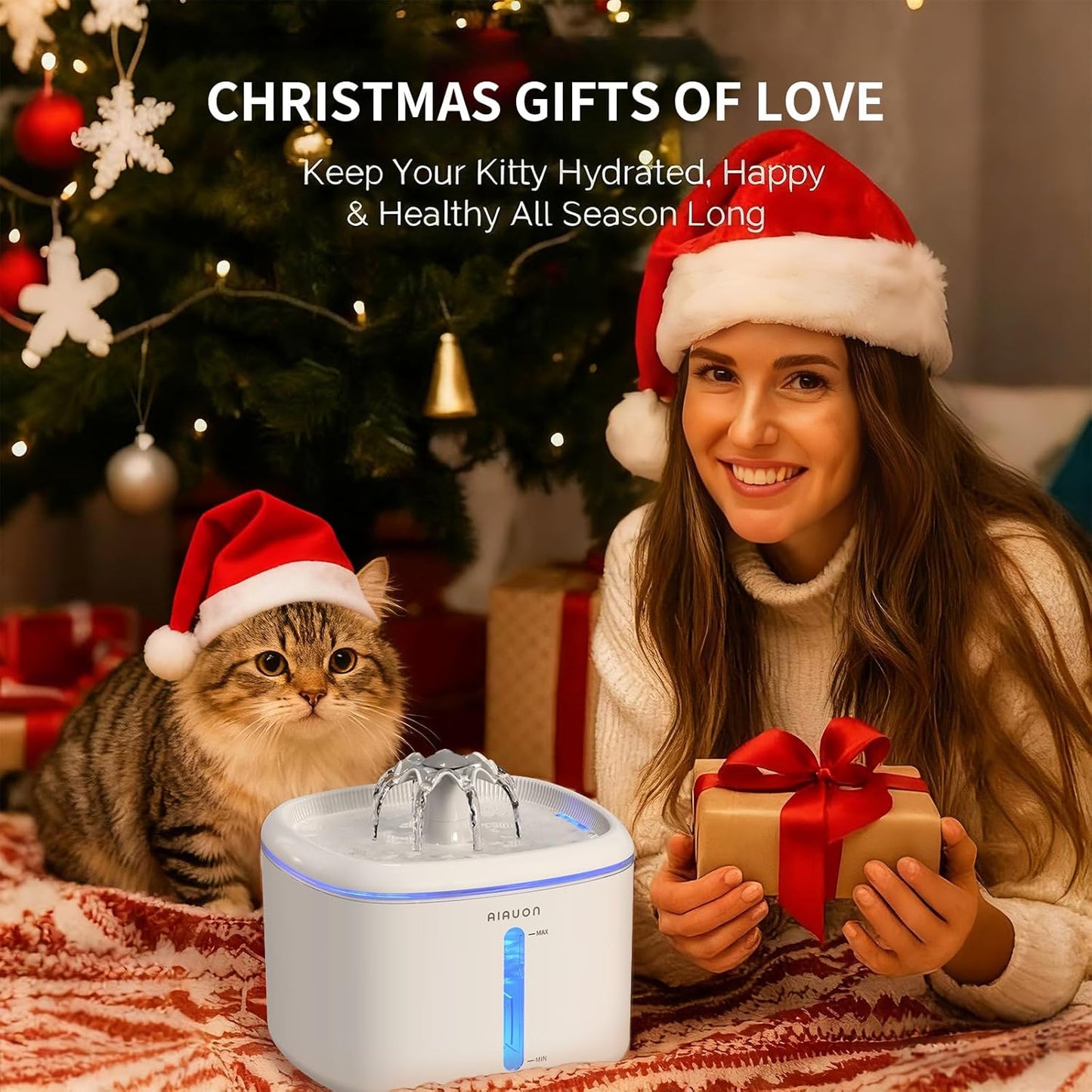 Cat Water Fountain,2.5L/84oz Pet Cat Fountain – Ultra Quiet Upgraded Automatic Pet Water Dispenser with 8 Replaceable Filters, Indoor Cat & Dog Drinking Bowl(W01Pro)