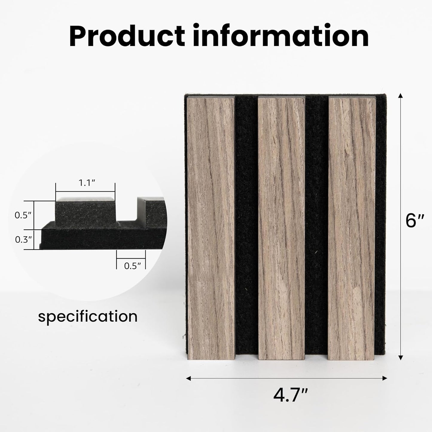 Sample Wood Salt Acoustic Wall Panels, Soundproof Wooden Wall Panels, 3D Fluted Sound Absorbing Panel, Rustic Walnut, Sample Pack