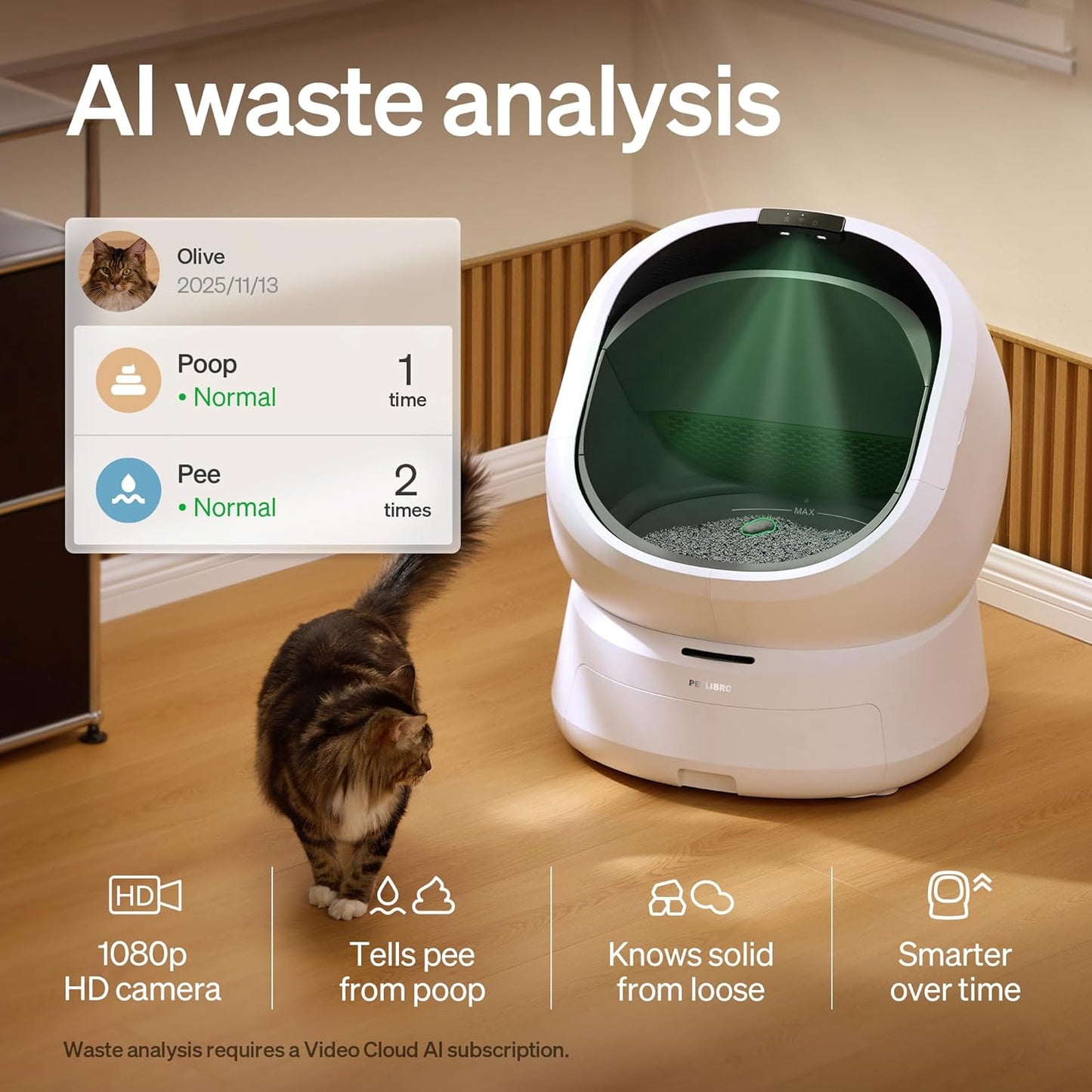 PETLIBRO Upgrade Luma Automatic Cat Litter Box AI Camera Waste Analysis, Triple Safety Protection Self Cleaning Litter Box, Odor Control in-App Usage Tracking, Open-Top Multi-Cat Recognition LitterBox