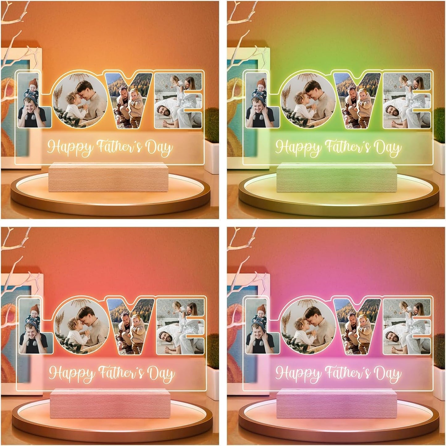 Custom Picture Frames with Photo, Customized Picture Frame, Personalized Photo Frame with Night Light, Personalized Valentines Day Gifts for Dad