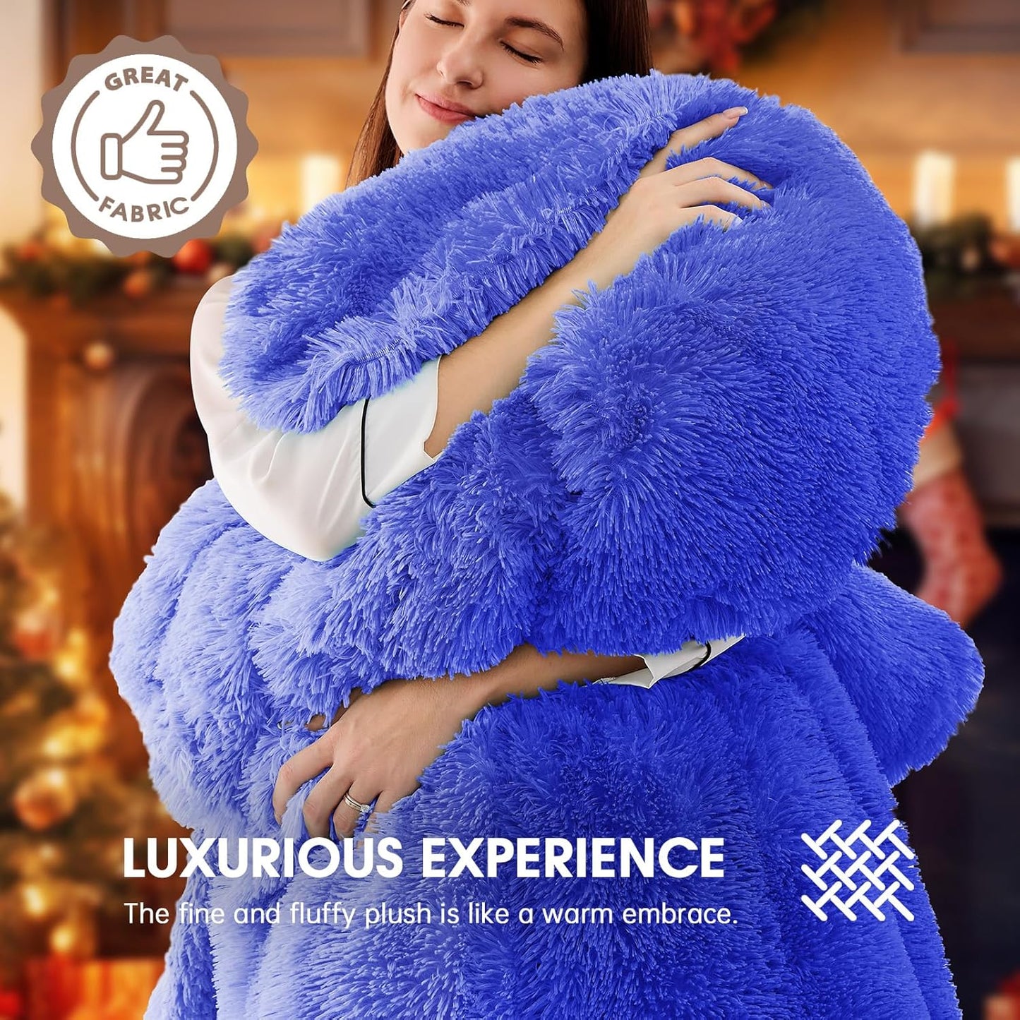 Heated Electric Blanket Twin–Faux Fur with Soft Thick Sherpa,Warm Winter Birthday Gifts for Women Grandma，10 Heat Settings,5 Time Settings with Fast Heating, 62x84, Glacier Blue