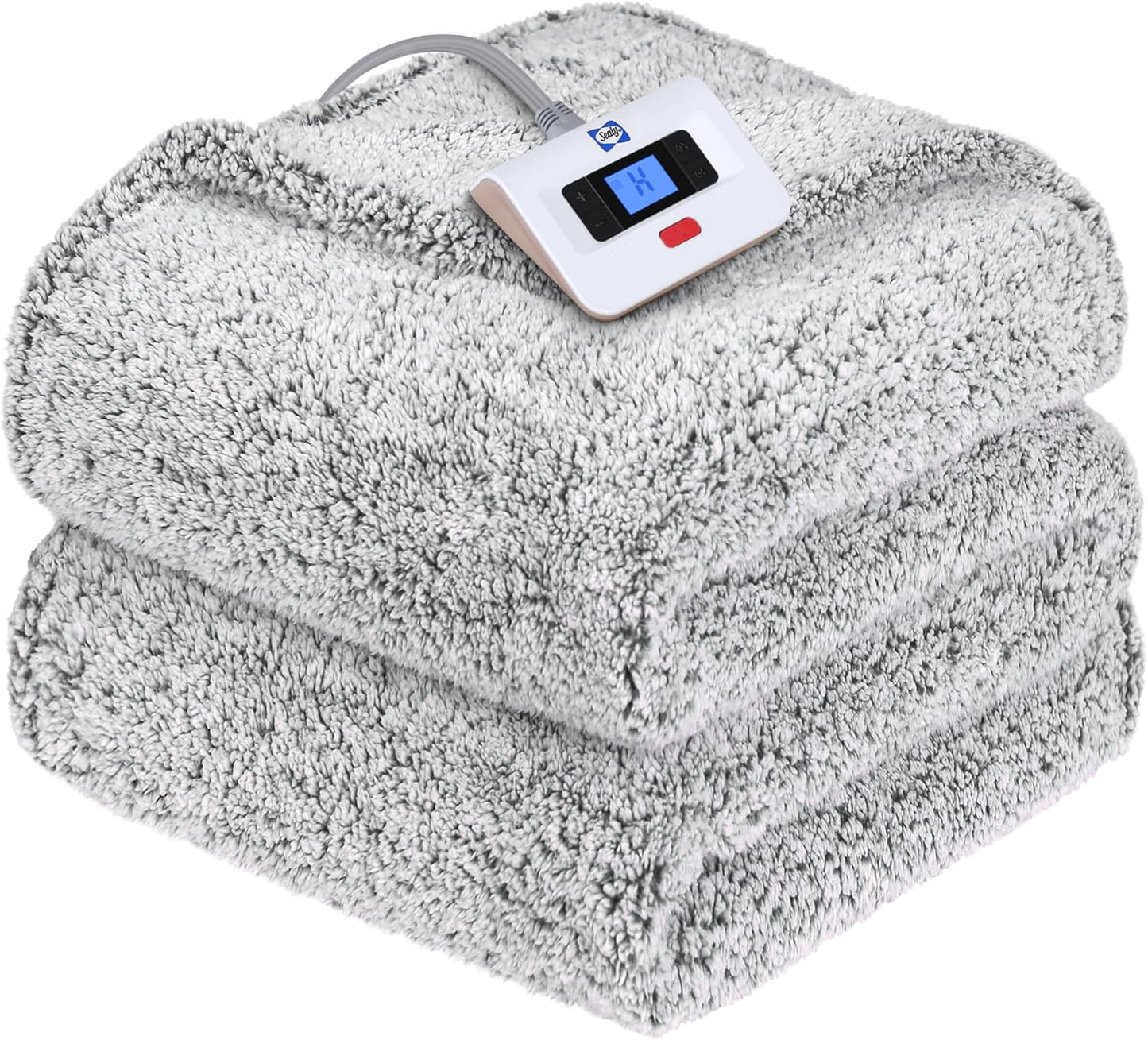 Sealy Electric Blanket Twin Size, Soft Sherpa Heated Blanket Single Control with 10 Heating Levels & 1 to 12 Hours Auto-Off Settings Over-Heated Protection 62"x84" Machine Washable, Charcoal