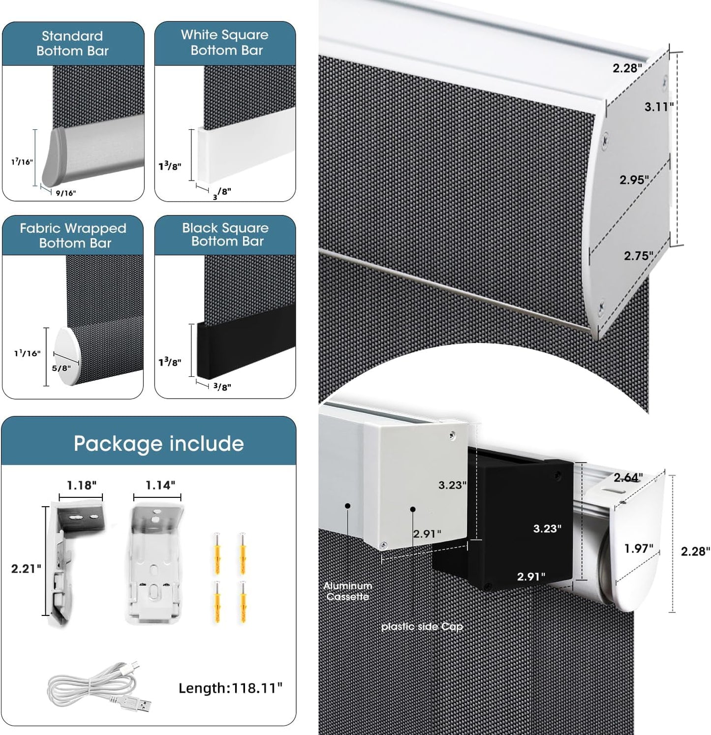 SmartWings Motorized Roller Shades 5% Openness Without Privacy Custom Size, Rechargeable Battery, Works with Matter/Apple HomeKit, Alexa, Thread/Zigbee, Remote Optional, 5% Openness Charcoal Grey