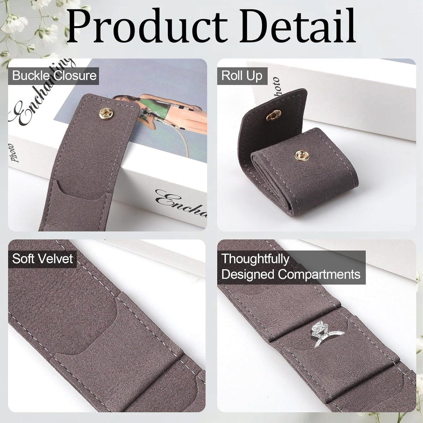 logohu 3Pcs Mini Travel Jewelry Bag Foldable, Small Travel Jewelry Case with Buckle, Portable Velvet Jewelrys Organizer for Necklace Ring Earring Bracelet