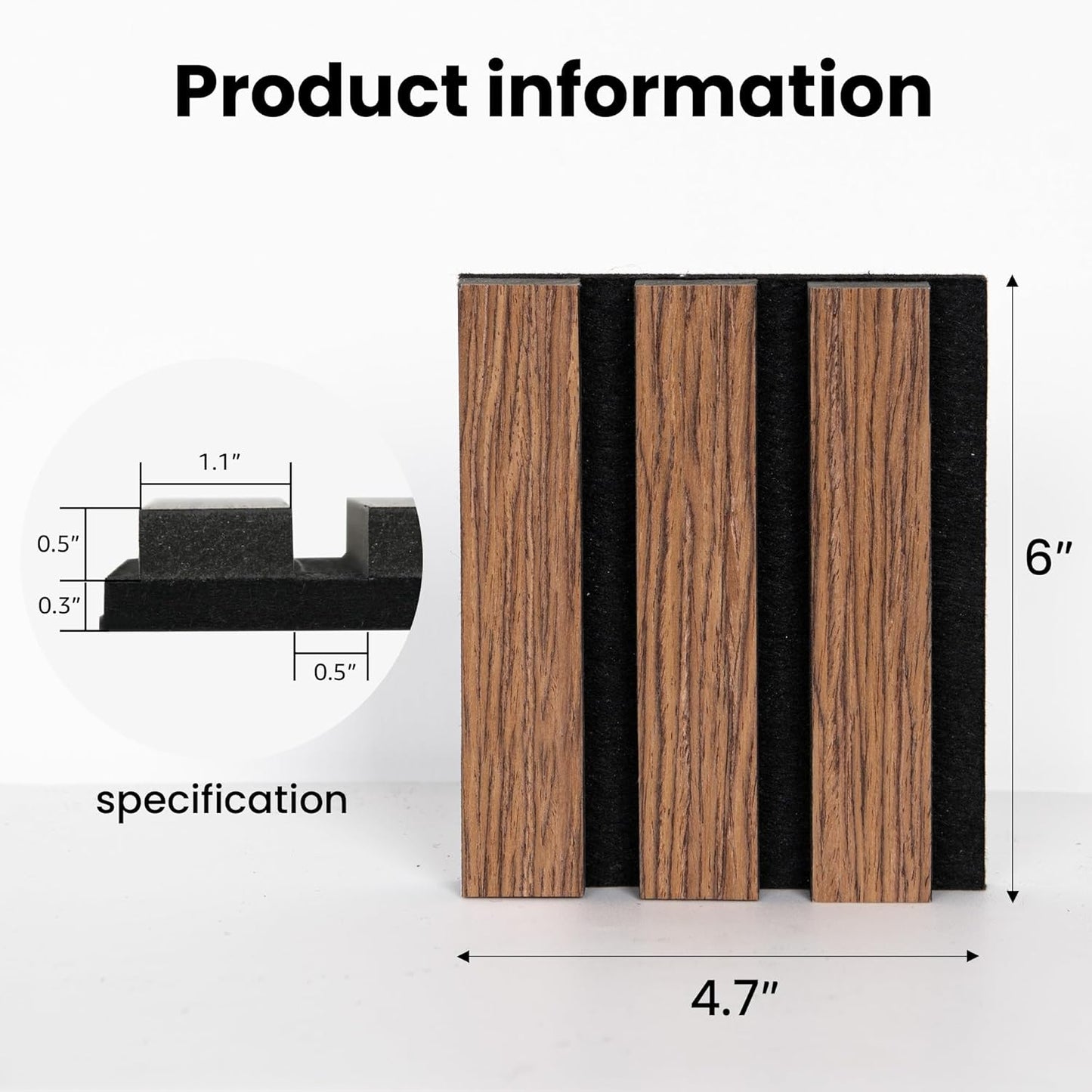 Sample Wood Salt Acoustic Wall Panels, Soundproof Wooden Wall Panels, 3D Fluted Sound Absorbing Panel, Red Oak, Sample Pack