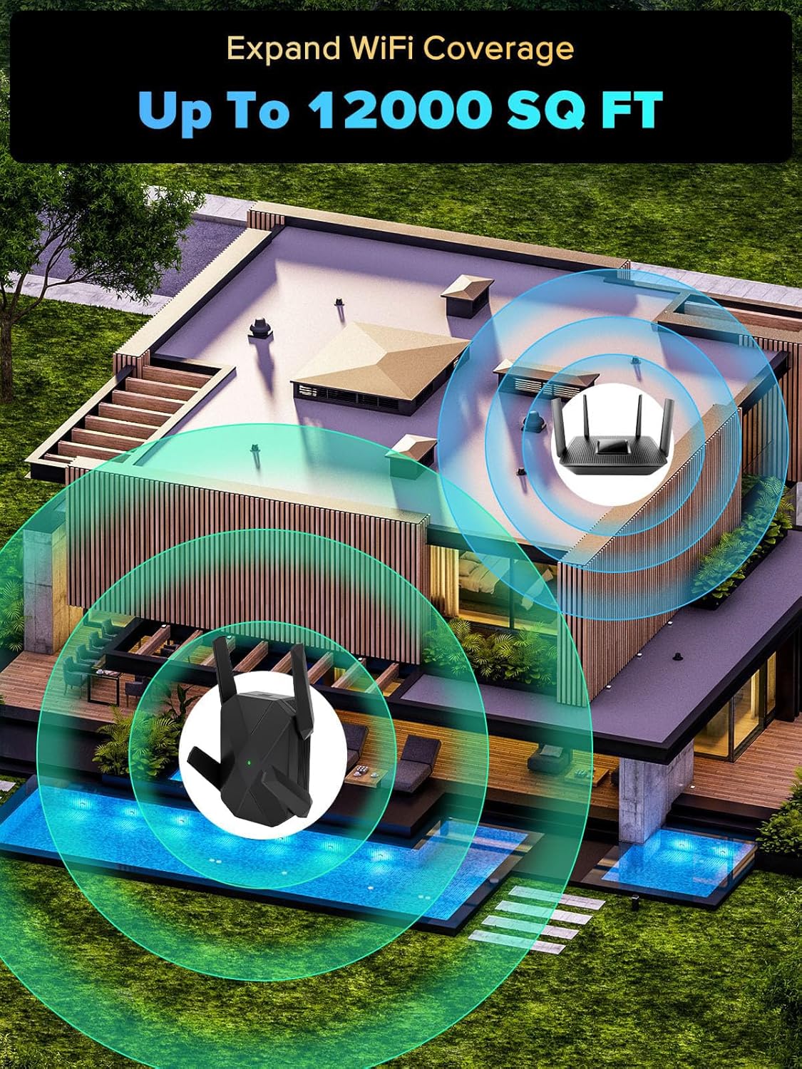 2026 AX3000 WiFi 6 Extender, WiFi Extender Signal Booster-Dual Band (2.4G/5.8G), Long Range WiFi Booster with Gigabit Ethernet Port, Access Point, No Required App, Easy Setup and Faster Speed (Black)