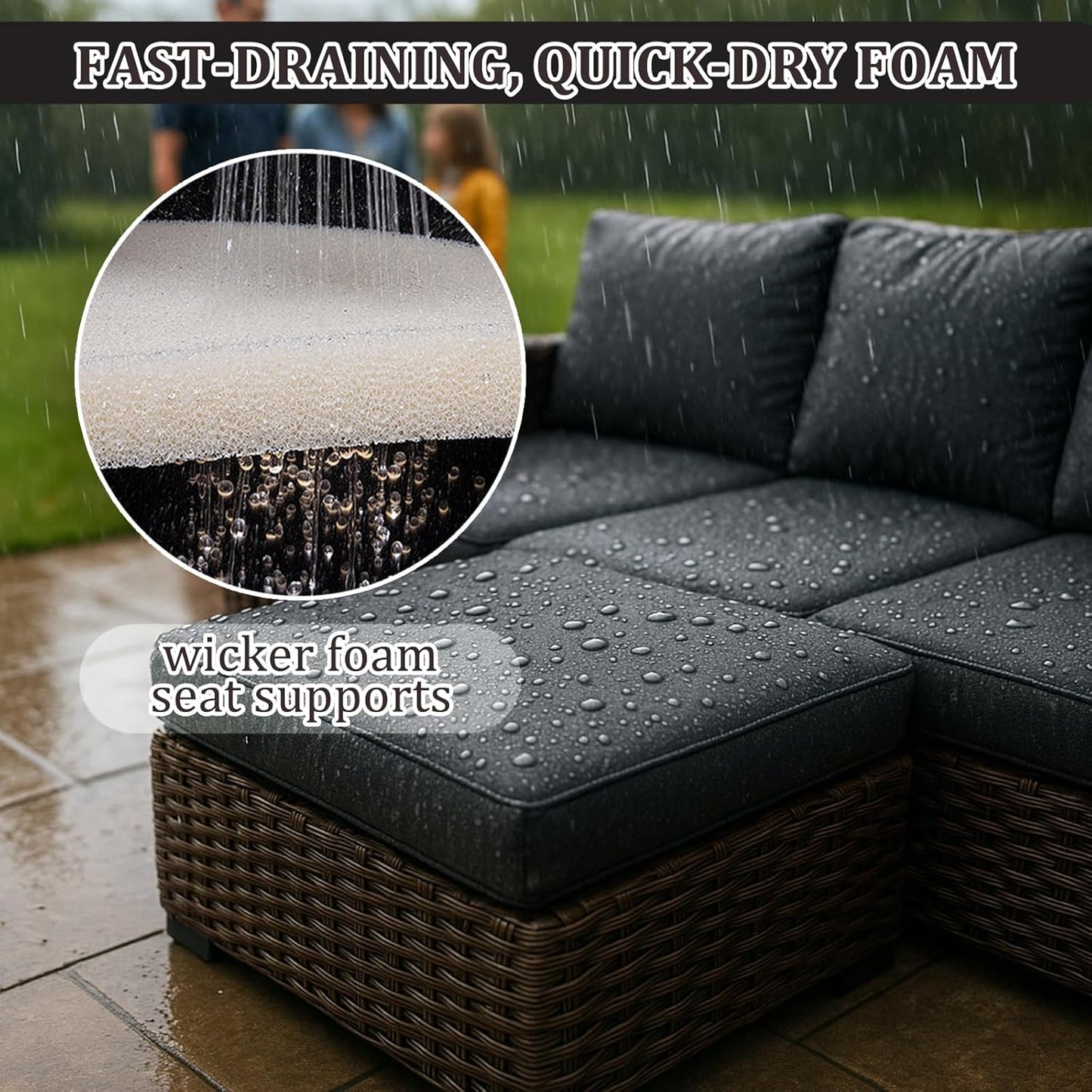 HAVARGO Couch Cushion Support for Outdoor Sagging Seat 20x20x2 Inches Couch Supports for Sagging Cushions, Quick-Drying and High Density Foam Sofa Cushion Support with Anti Slip Mesh Fabric Set of 3
