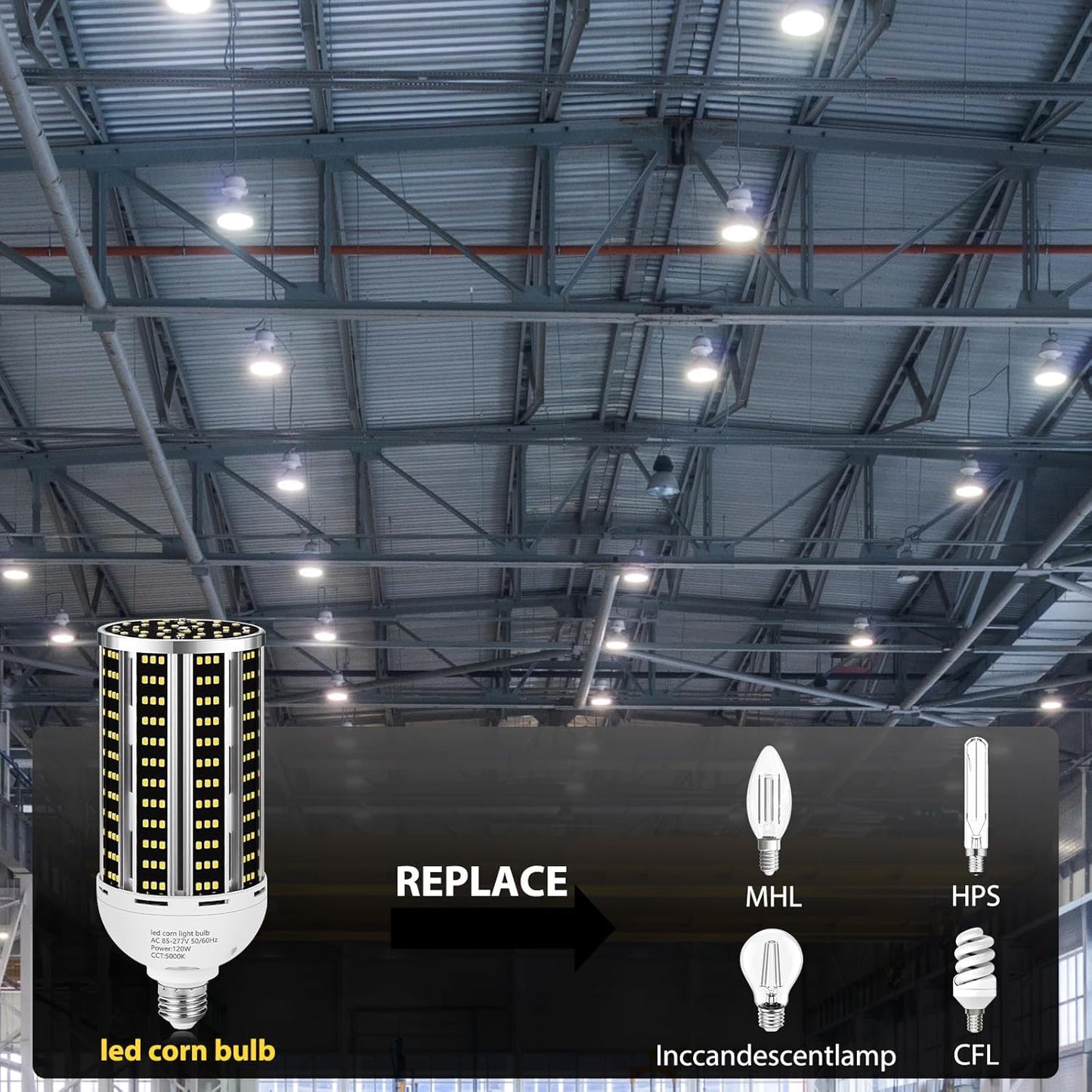 120W 2 pack LED Corn Light Bulb(1200W Equivalent ) ,Commercial Grade DayLight 5000K E26/E39 15900LM Medium Mogul Base LED Lamp,Large Area Lights For Outdoor Indoor Garage Warehouse Factory Bay Light