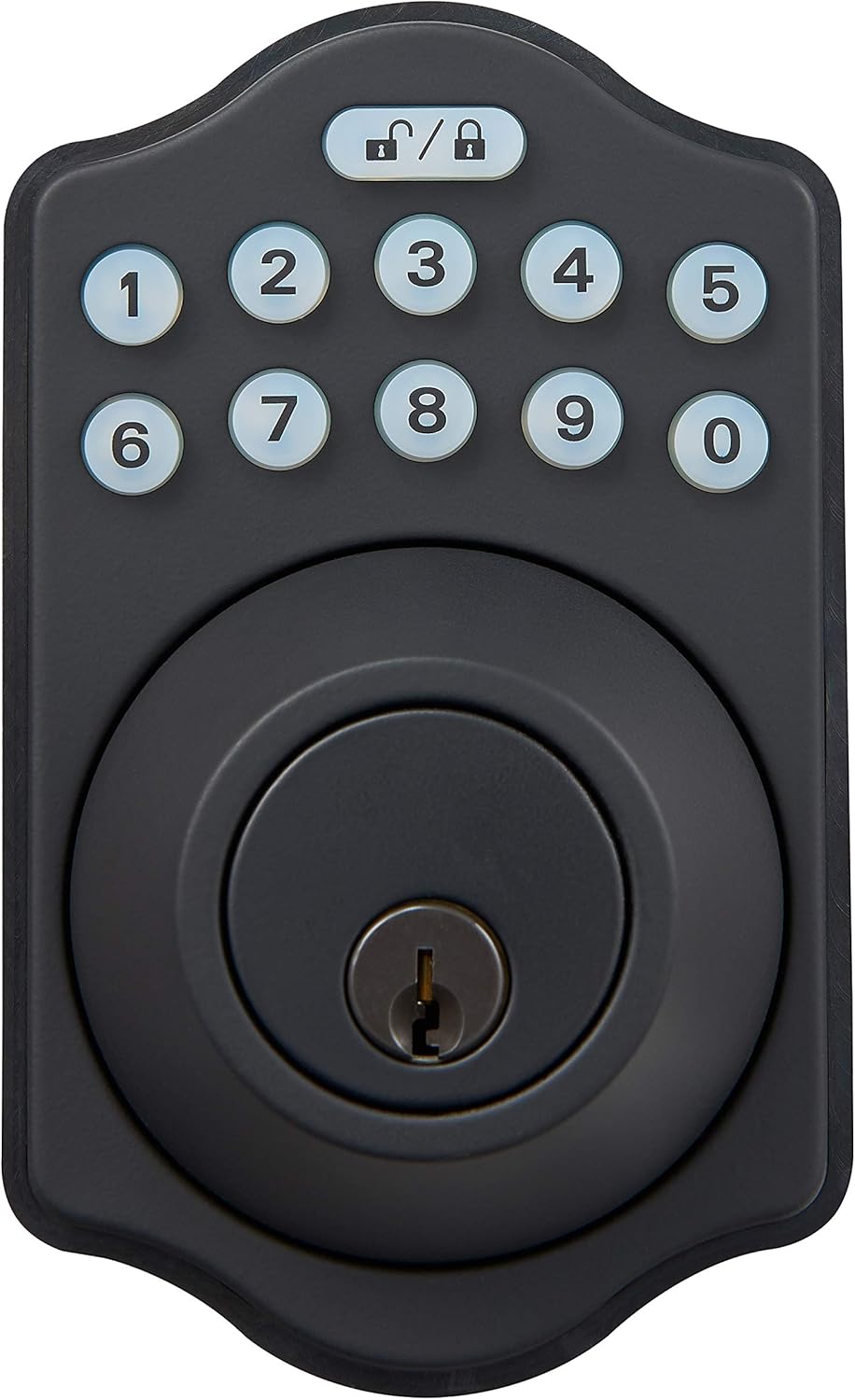 Amazon Basics Keyless Entry Door Lock Deadbolt - Traditional Electronic Keypad (Pack of 6) Matte Black with Key Option