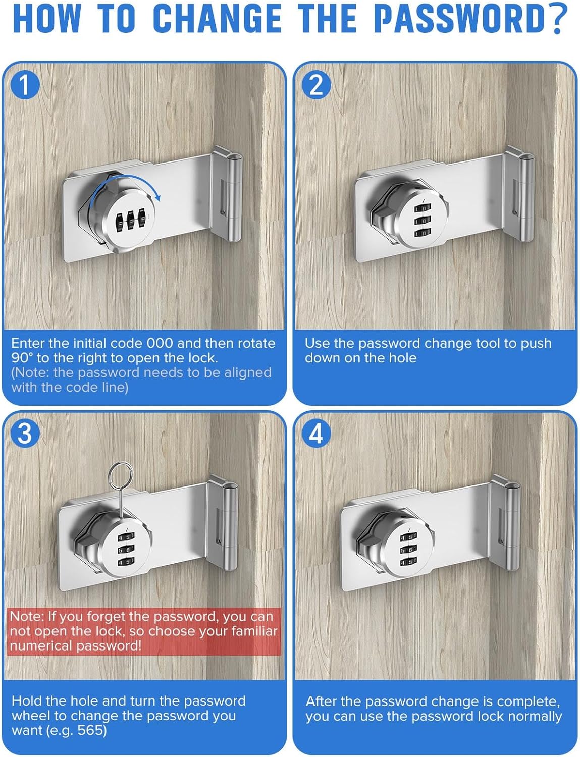 Cabinet Password Hasp Locks, 90 Degree Barn Door Lock, Household Security Combination Latch Lock for Locker, Fence, Bathroom, Outdoor, Garden (Silver-2PCS)