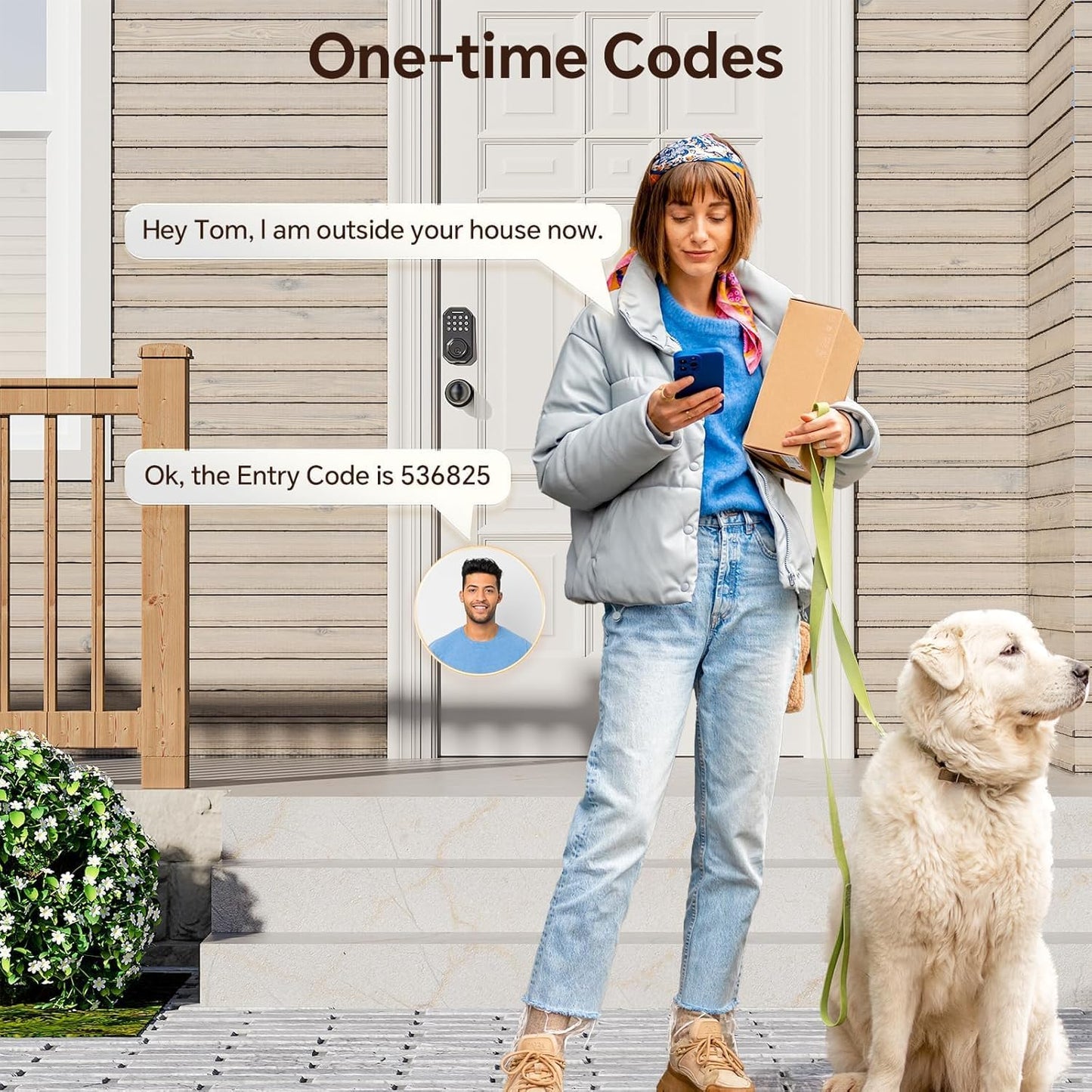 Keyless Entry Door Lock with Handle, App Control Door Locks for Front Door, Auto Lock Keypad Door Lock with Handle, Smart Door Lock for Home Hotel Bedroom with 2 Door Knobs
