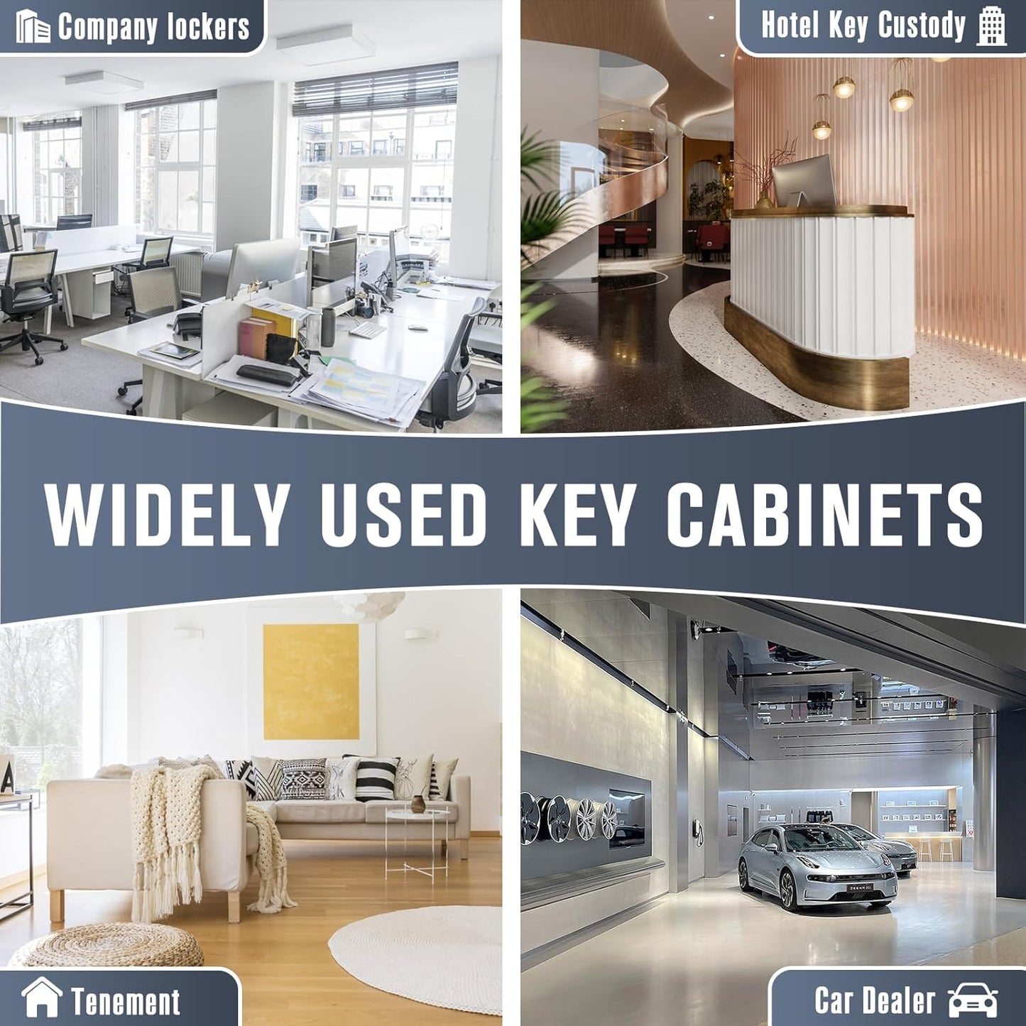 Key Cabinets, Key Organizer Box(64 Keys),Key Cabinet Wall Mount, Key Lock Box Wall Mount for Hotels Offices Property Management Apartment Complexes Car Lots Car Dealerships and Repair Shops