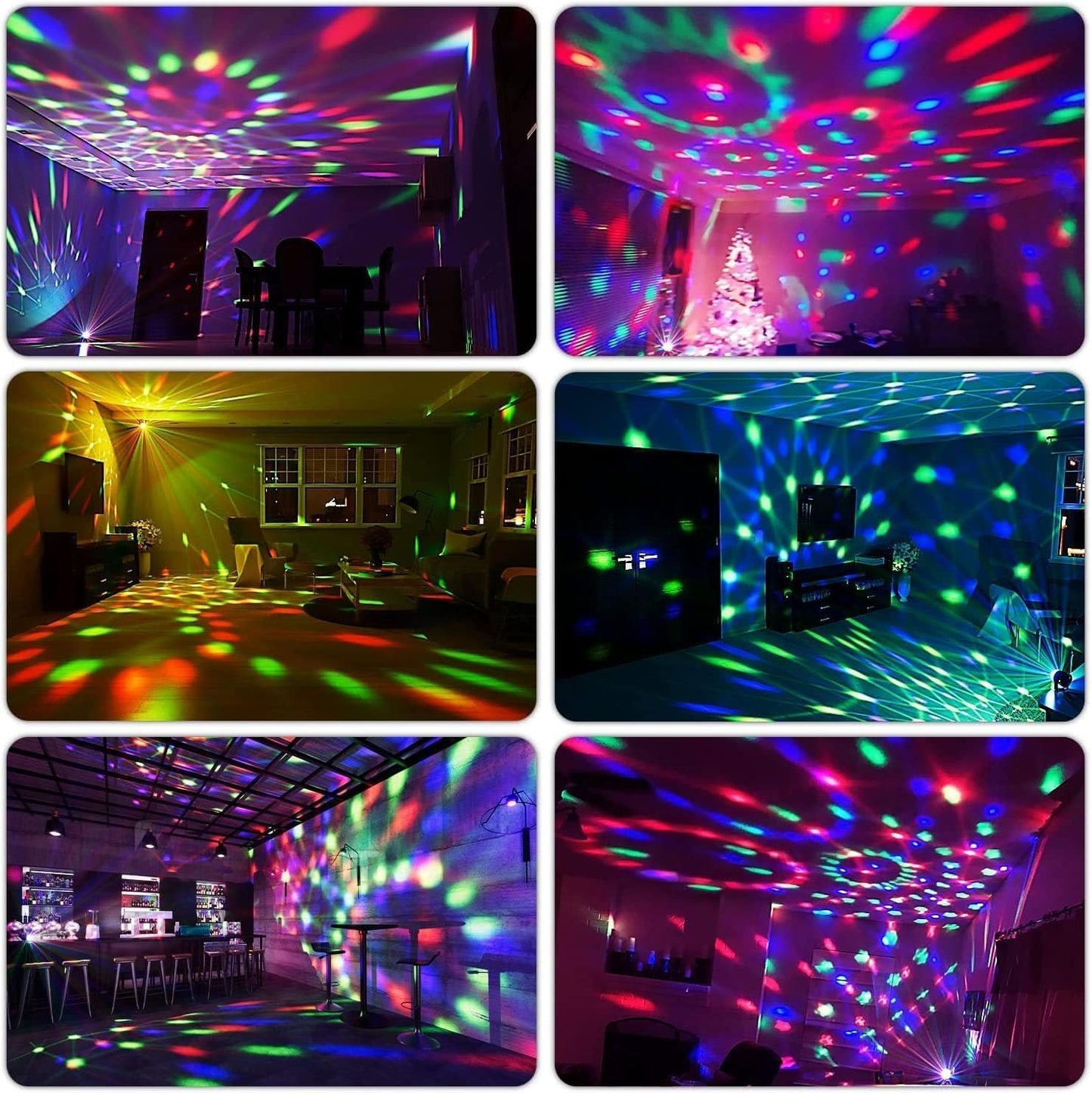 Party Lights Disco Ball LED Sound Activated, RBG Disco,dj Lights, Powered Stage Light for Home Room Dance Parties Birthday Bar Karaoke Xmas Wedding Show