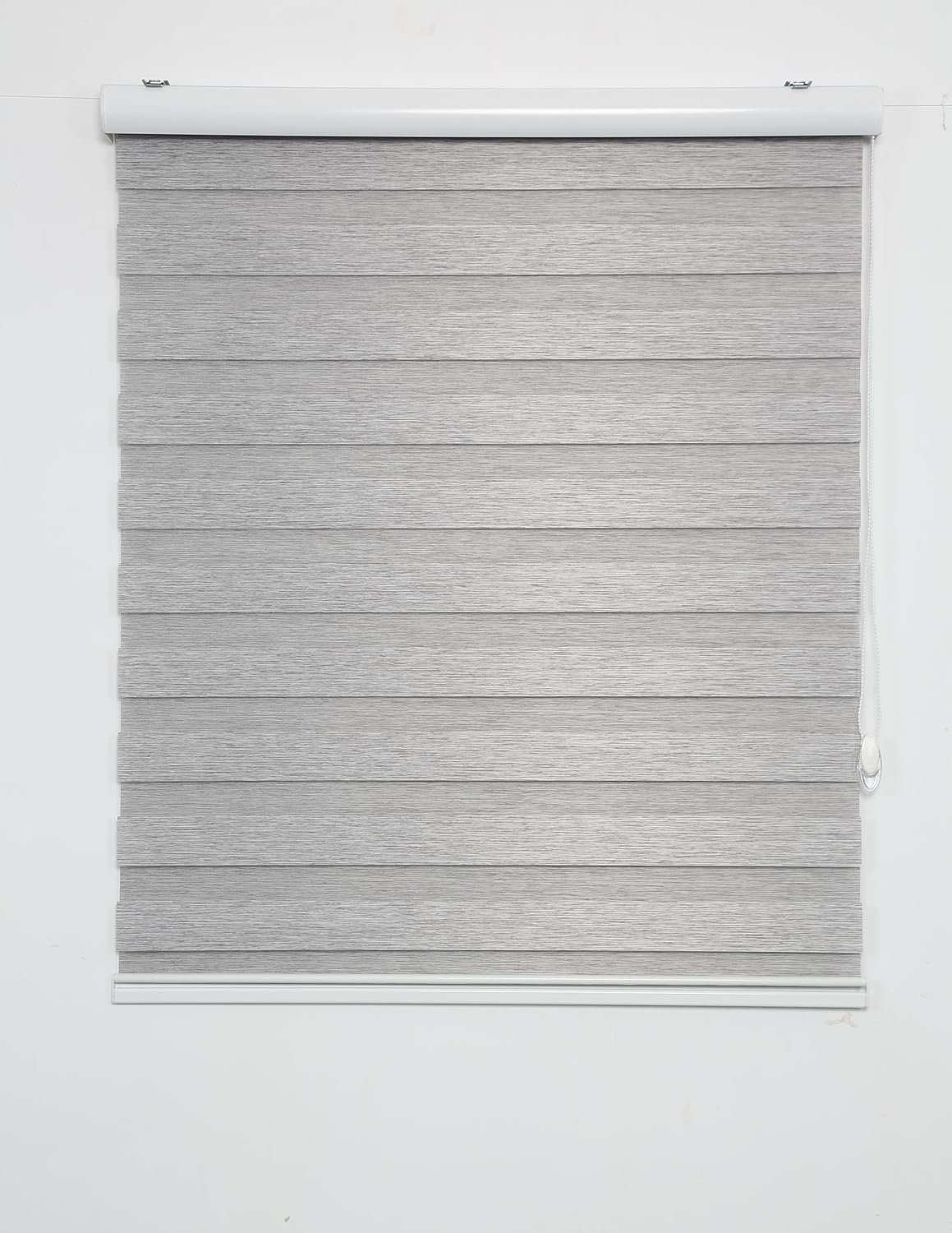 Shadesu Custom Size Zebra Blinds for Windows, 36" W x 72 H, Grey, Dual Layer Free-Stop Zebra Shades, Light Control for Day and Night, Sheer Blinds for Indoor Windows, Bedroom, Kitchen