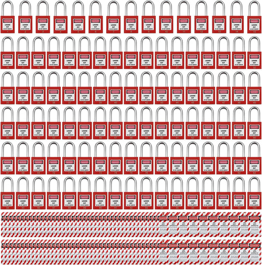 Lockout Tagout Locks, Safety Padlock, Loto Locks Keyed Differently Lock Out Tag Out 100 pcs Safety Padlocks Plastic with 100 Lockout TagOut Tags Red