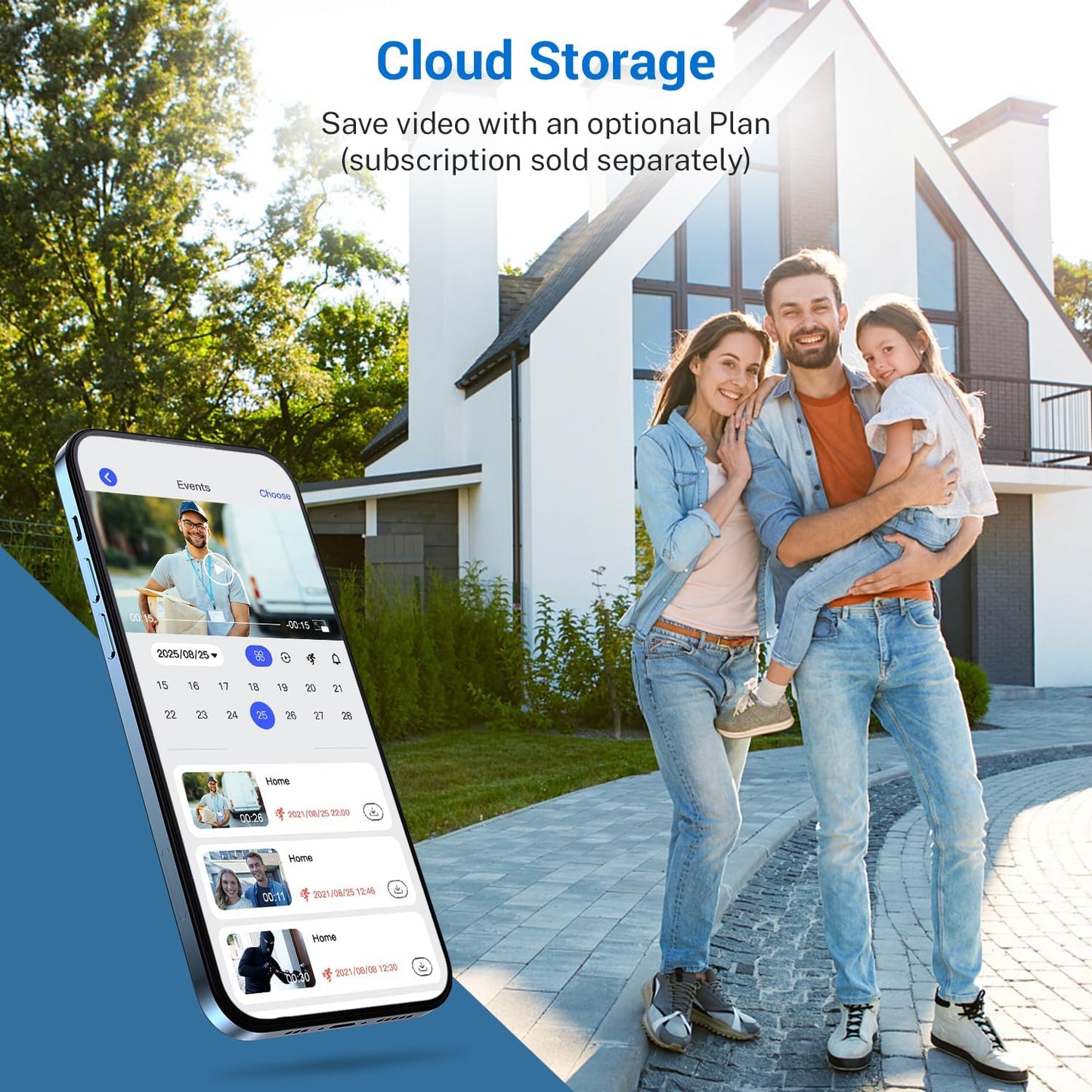 1080p Smart Video Doorbell Camera Wireless, Doorbell Receiver Included, Live View, AI Human Detection, Night Vision, Cloud Storage, 2.4G WiFi, Battery Powered, Indoor Outdoor Surveillance