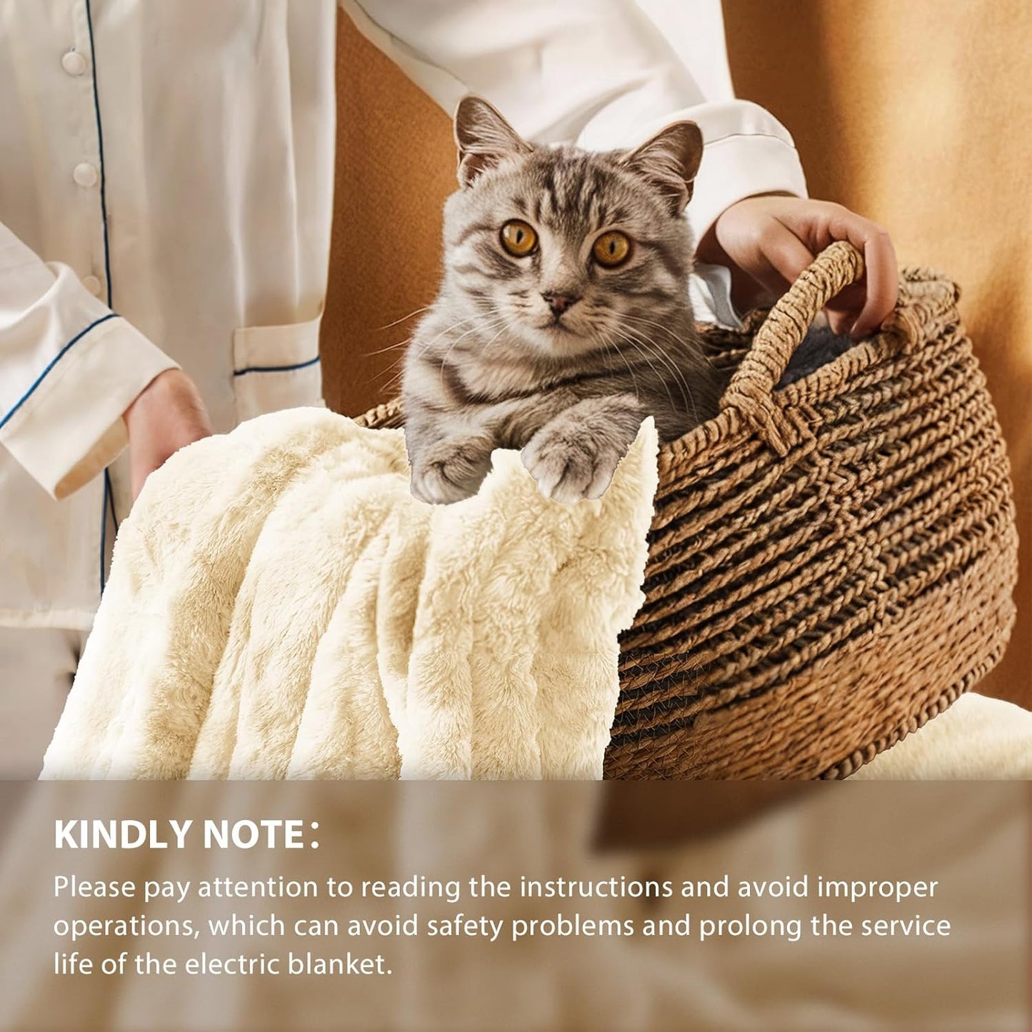 Homemate Heated Blanket Electric Throw - 50"x60" Heating Blanket Throw 1/2/4/6/8 Hours Auto-Off 10 Heat Levels Over-Heat Protection Luxury Faux Fur Sherpa ETL Certification