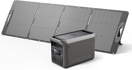 DABBSSON 3072Wh Solar Generator with 210W Solar Panel, Semi-Solid LiFePO4, 3000W AC Output×6,TT-30×1 for Charging RV,P-Boost 3600W,Lightweight,1.3X Runtime,3000L Power Station for Camping Home Backup