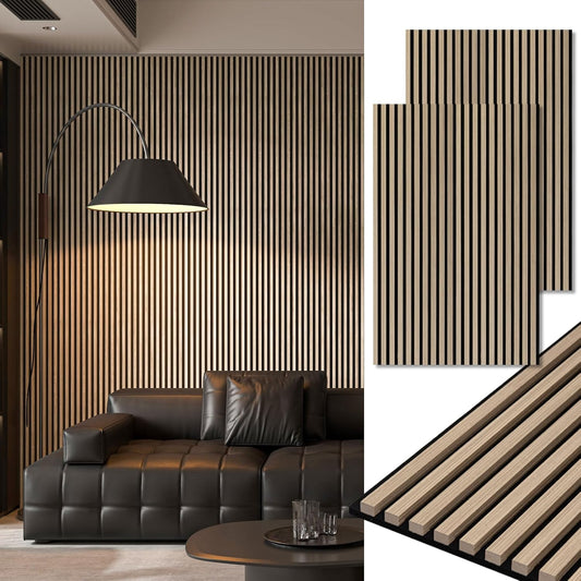 Art3d 2-Pack 48" x 24" Acoustic Wood Panels for Wall, Soundproof Wood Slat Panel for Wall and Ceiling, 3D Fluted Sound Absorbing Paneling for Interior Wall Decor, Living Room, Bedroom - Peach