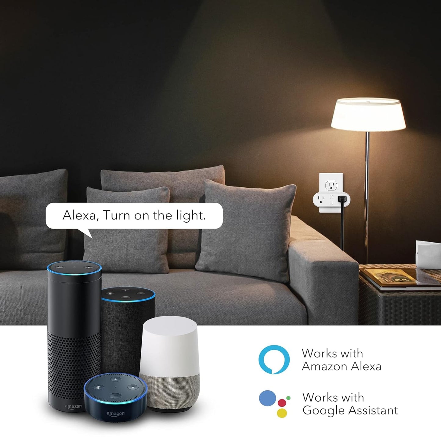 HBN Smart Plug 15A, WiFi&Bluetooth Outlet Extender Dual Socket Plugs Works with Alexa, Google Home Assistant, Remote Control with Timer Function, No Hub Required, ETL Certified, 2.4G WiFi Only, 4-Pack