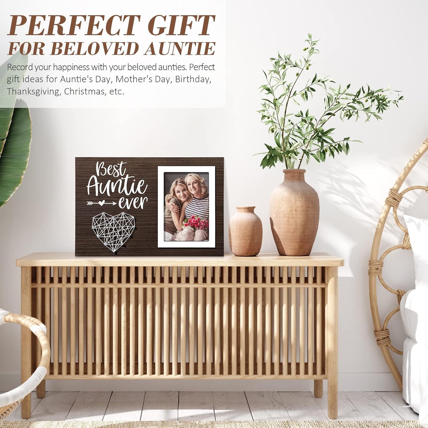MAYICIVO Aunt Gifts from Niece Nephew, Christmas Gifts for Aunt Picture Frame, Best Auntie Ever Gift Aunts Birthday Auntie Mother's Day Gift for Aunts Women Best Aunts Photo Frame - 4x6 Photo