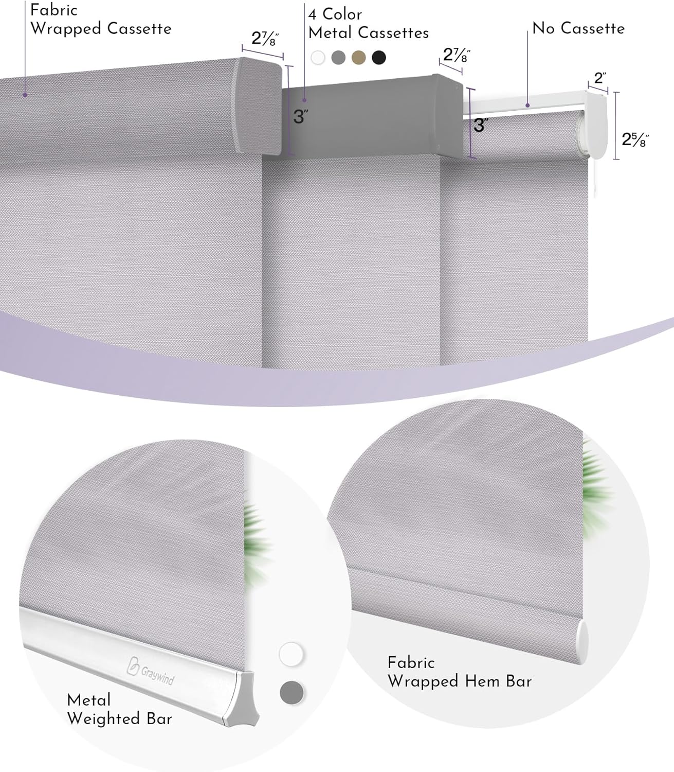 Graywind Motorized Silky Light Filtering Shades Compatible with Alexa Google Half Shading Rechargeable Remote Control Smart Blinds Electric Window Shade, Custom Size (Silky Silver Grey)