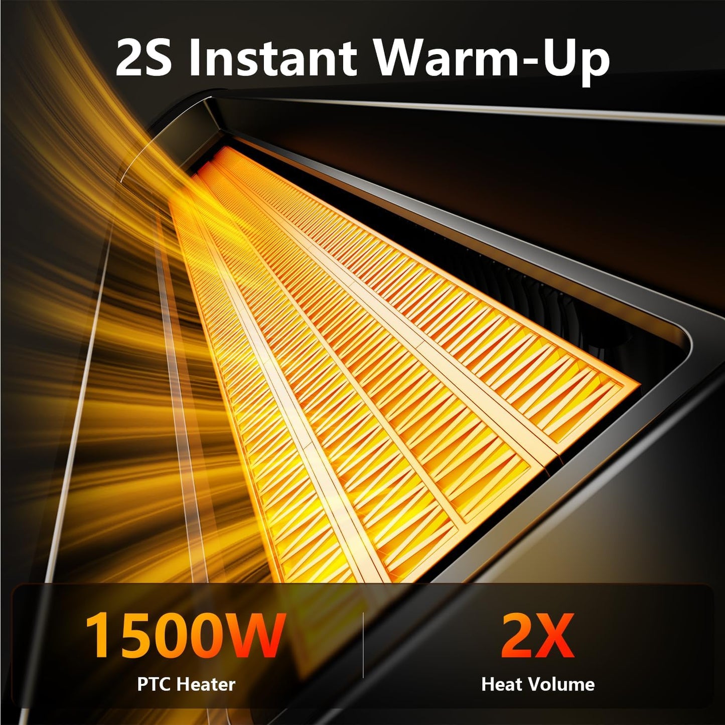 Space Heater Large Room, 23" Space Heaters for Indoor Use, 1500W PTC Ceramic Electric Heater with Thermostat and Remote, 80° Oscillation,12H Timer,Quiet Portable Heater for Office Bedroom Silver
