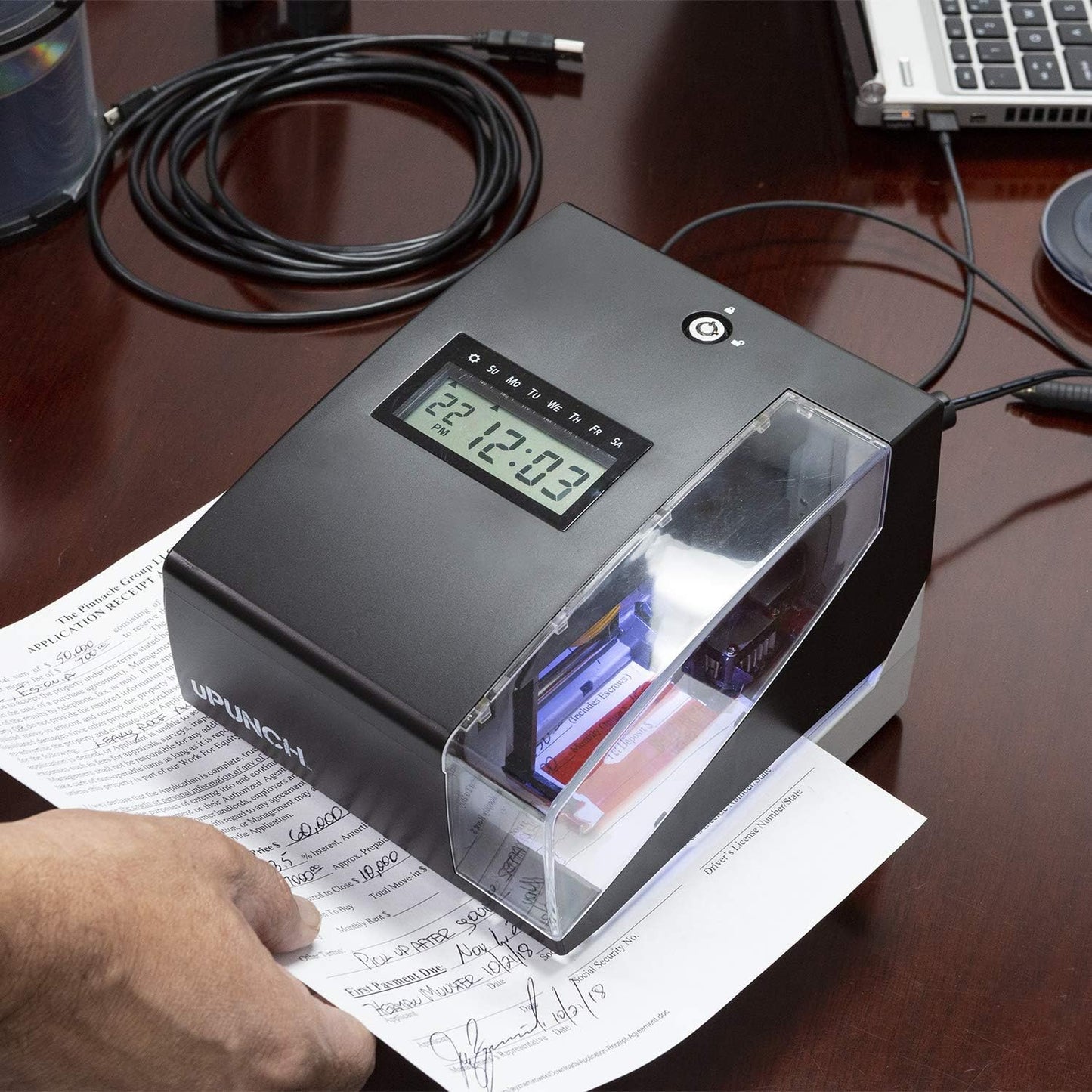 uPunch CR1000 Digital Time Clock and Date Stamp for Small Business: Complete Employee Time Tracking System with 50 Time Cards, Ribbon & Keys