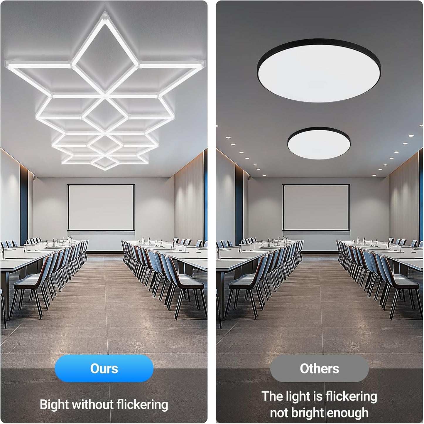 Rhombus LED Garage Light - Hexagonal Snow Lights, 710W 78100LM Super Bright Garage Ceiling Lights, Larger Size Honeycomb Light for Warehouse, Workshop, Gym, Car Basement